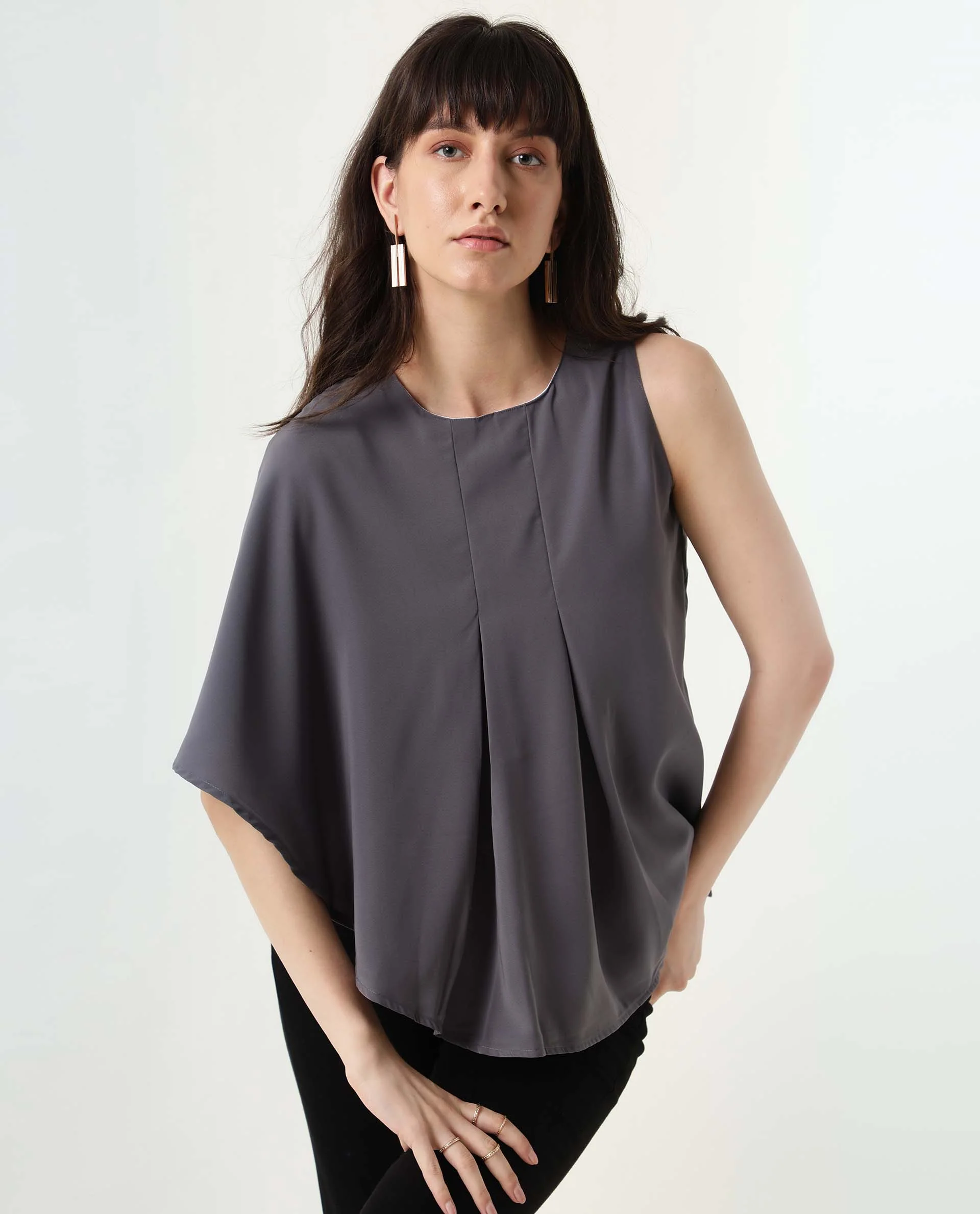 Rareism Women's Hudy Grey Top