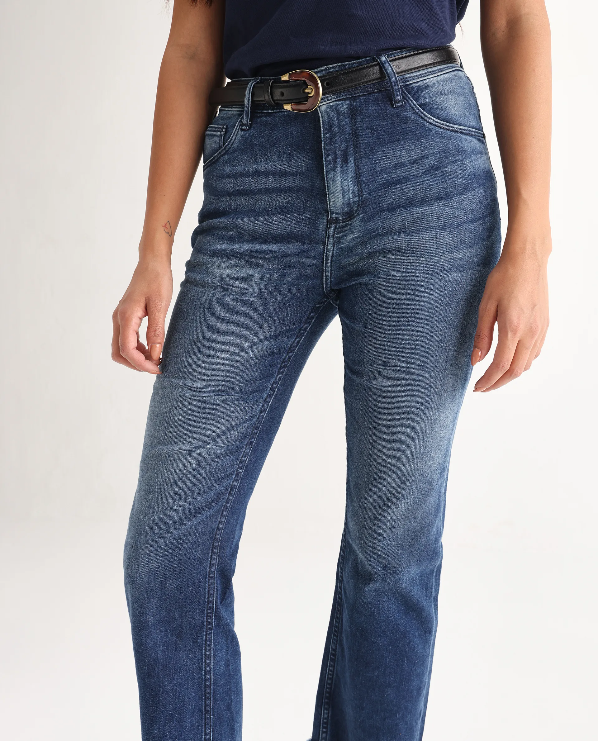 Rareism Women's Slim Fit Denim Cotton Plain Ankle Length Relaxed Fit Jeans - Image 2