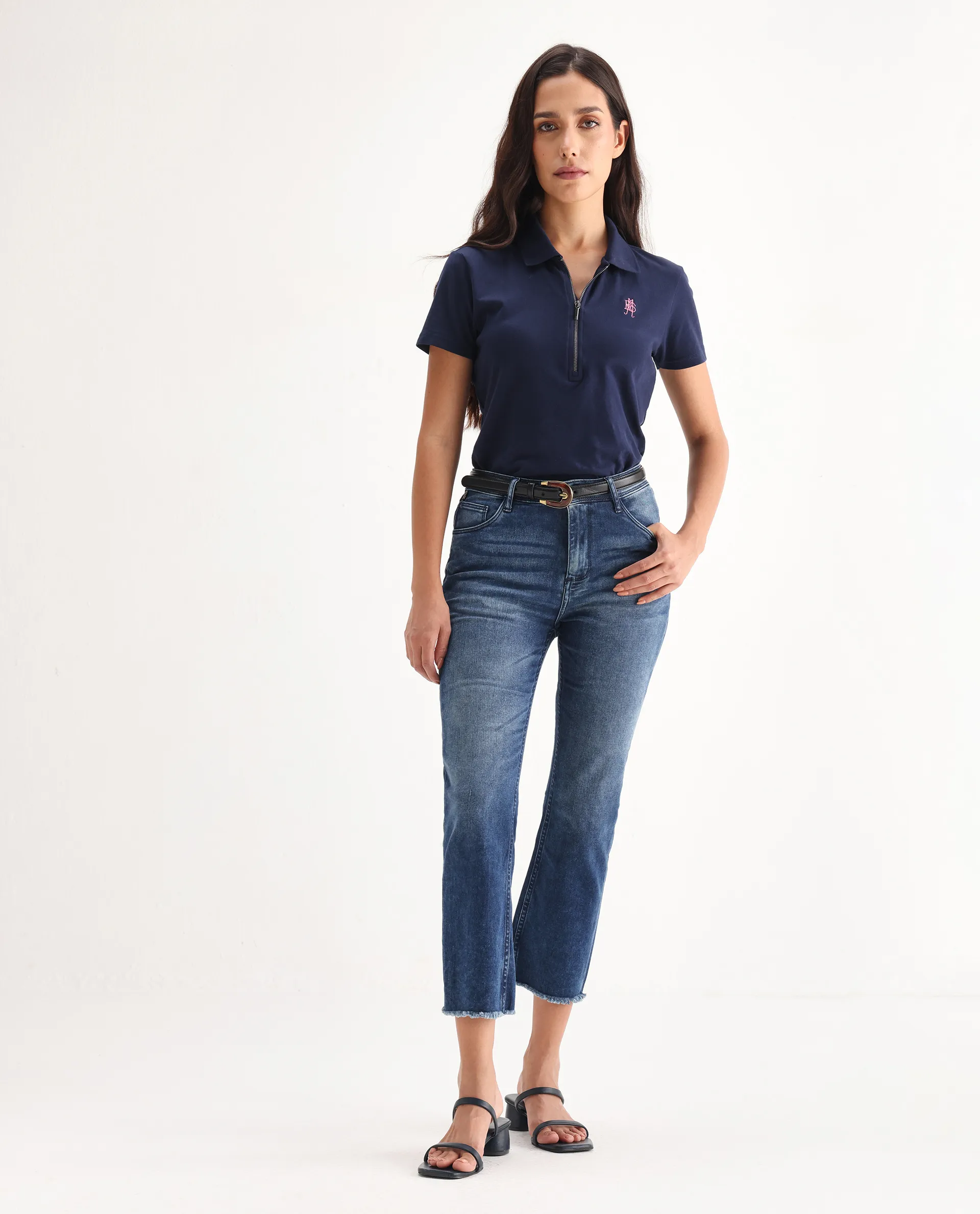 Rareism Women's Slim Fit Denim Cotton Plain Ankle Length Relaxed Fit Jeans - Image 5
