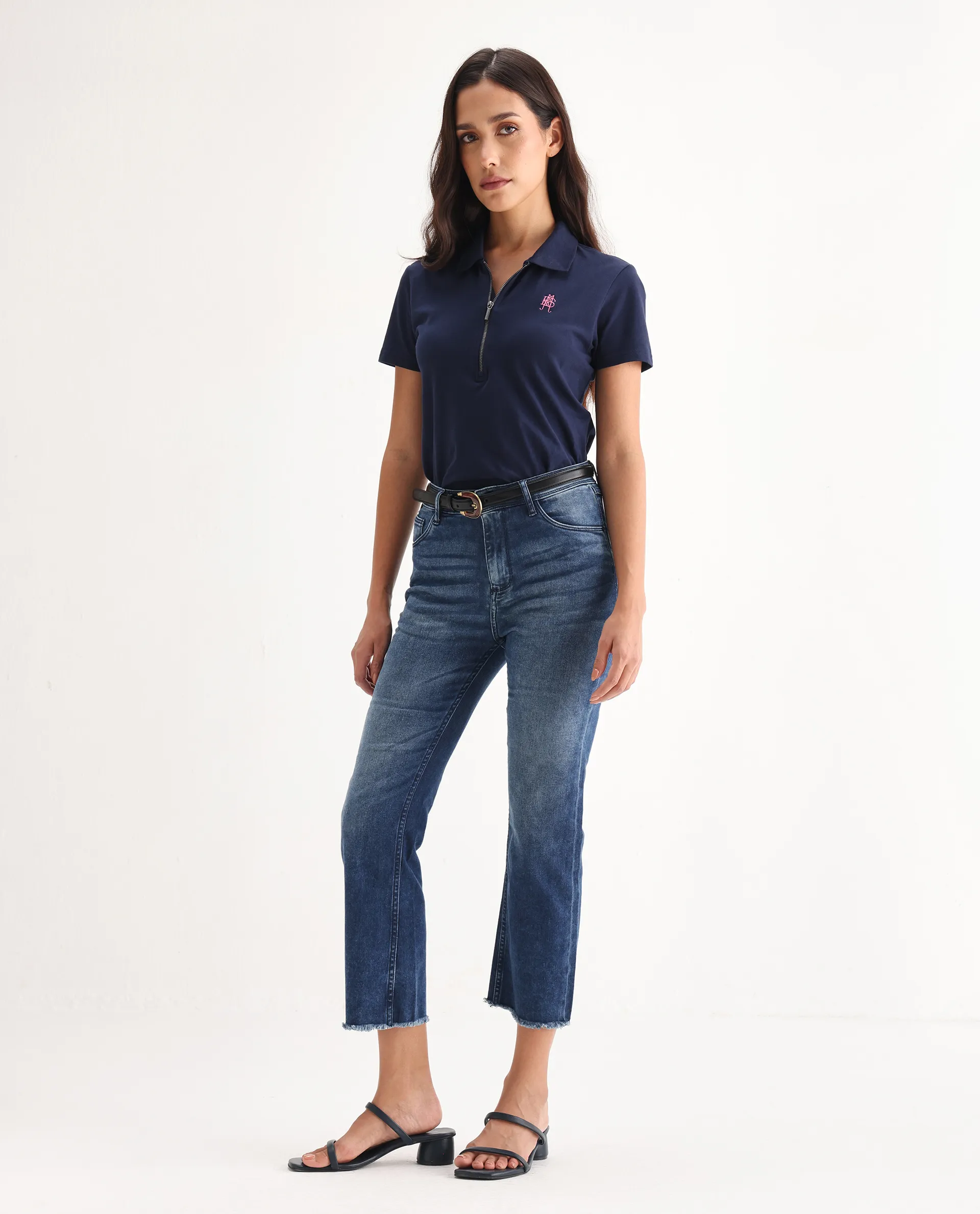 Rareism Women's Slim Fit Denim Cotton Plain Ankle Length Relaxed Fit Jeans - Image 6