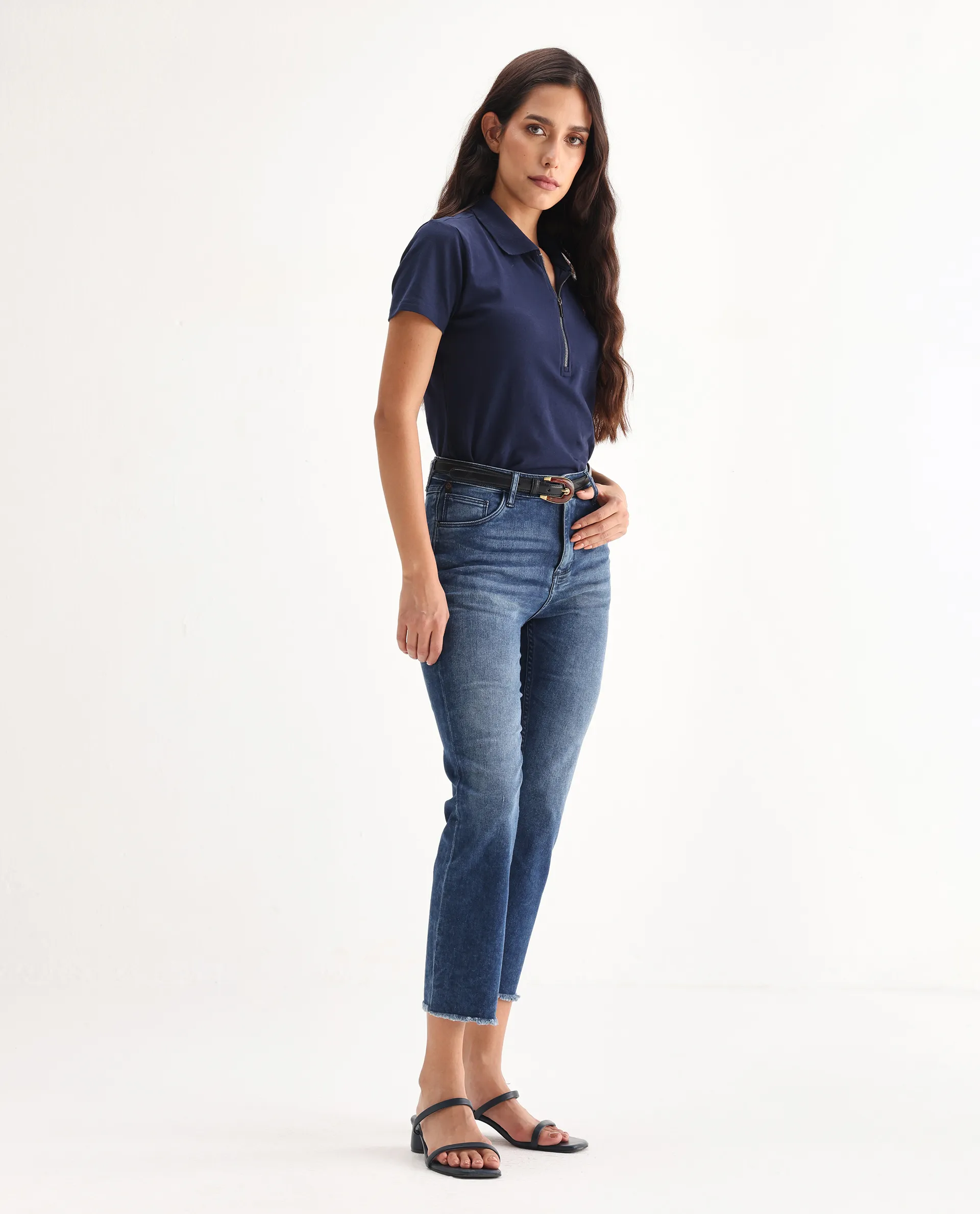 Rareism Women's Slim Fit Denim Cotton Plain Ankle Length Relaxed Fit Jeans - Image 7