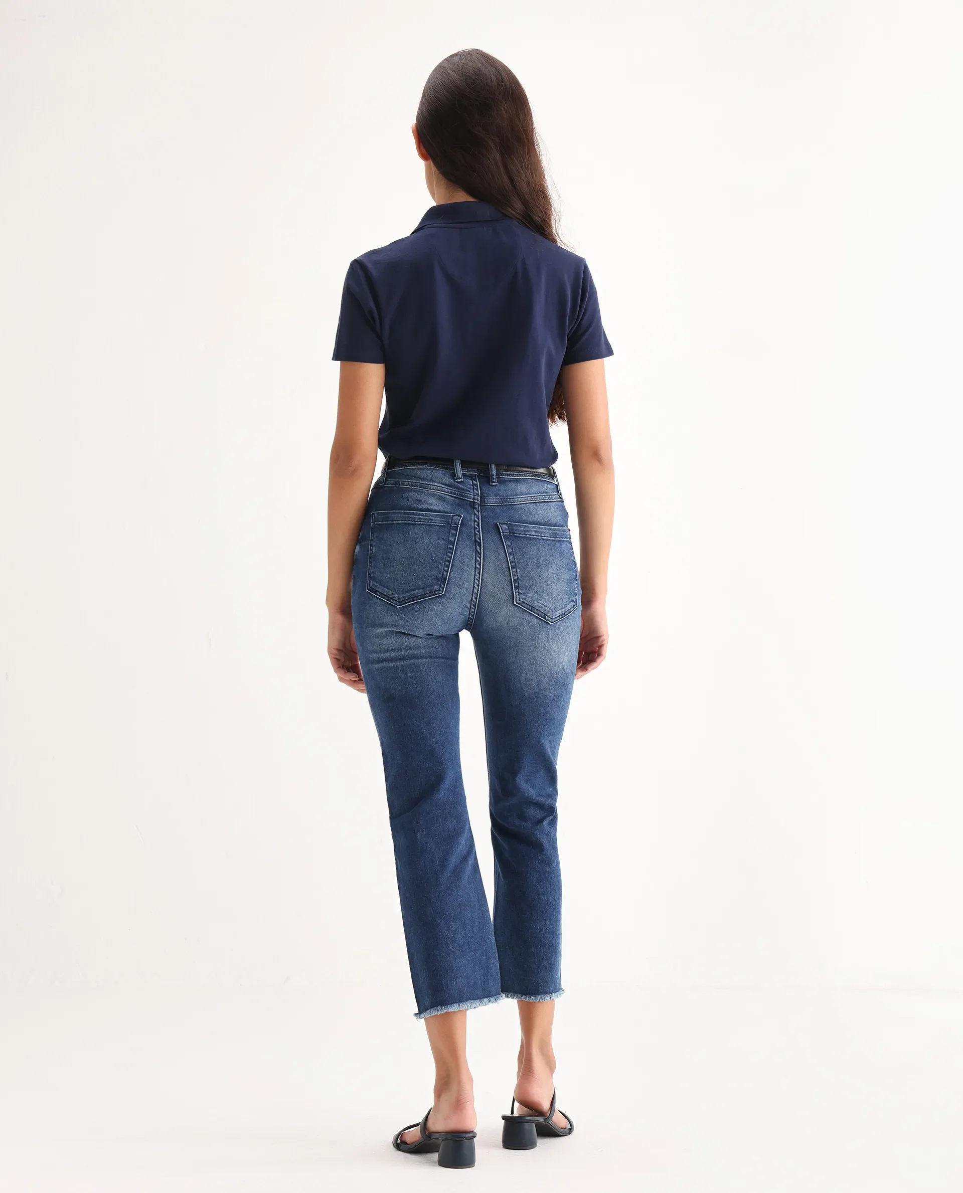 Rareism Women's Slim Fit Denim Cotton Plain Ankle Length Relaxed Fit Jeans - Image 8