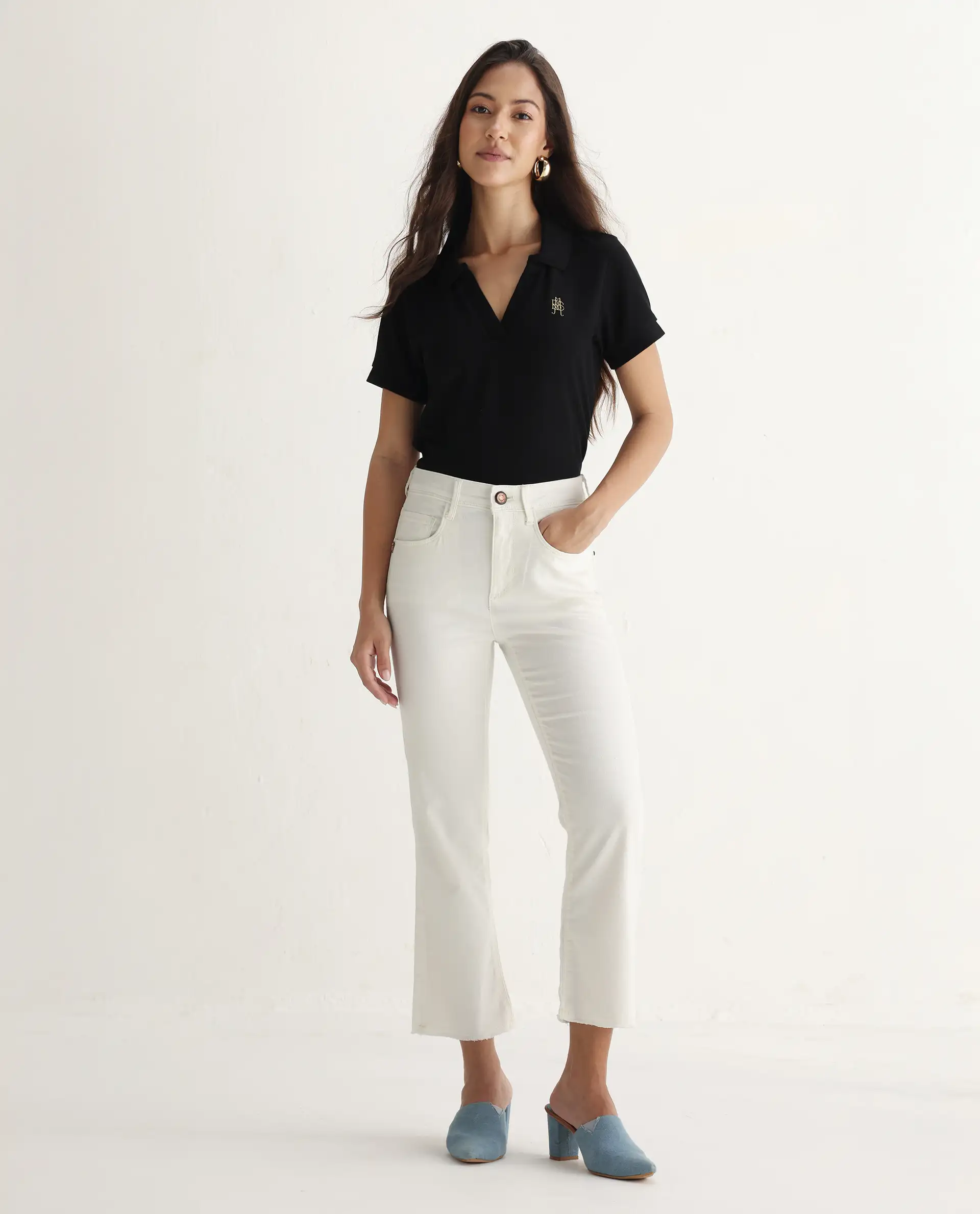 Rareism Women's Hugo White Cotton Plain Ankle Length Relaxed Fit Jeans - Image 5