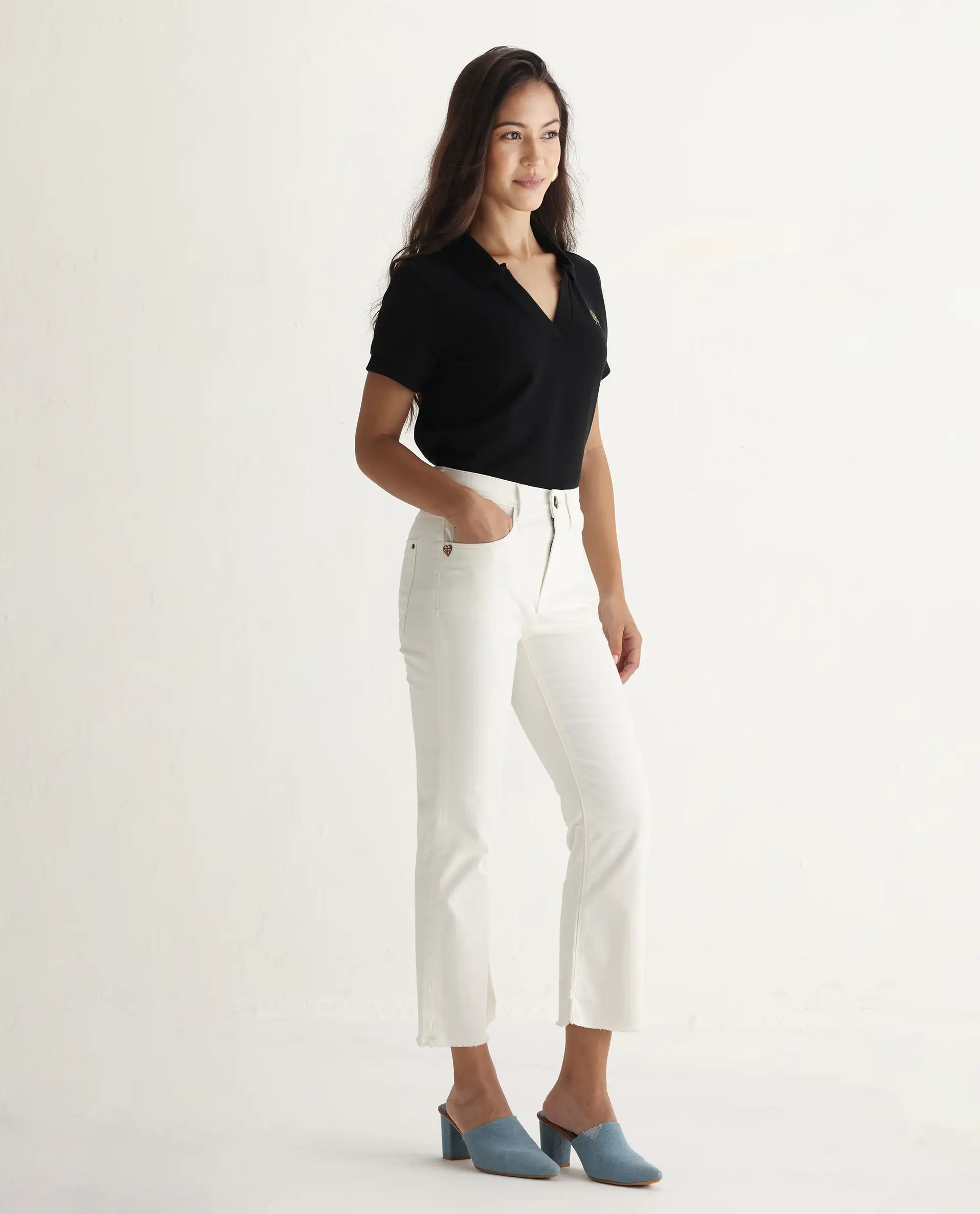 Rareism Women's Hugo White Cotton Plain Ankle Length Relaxed Fit Jeans - Image 7