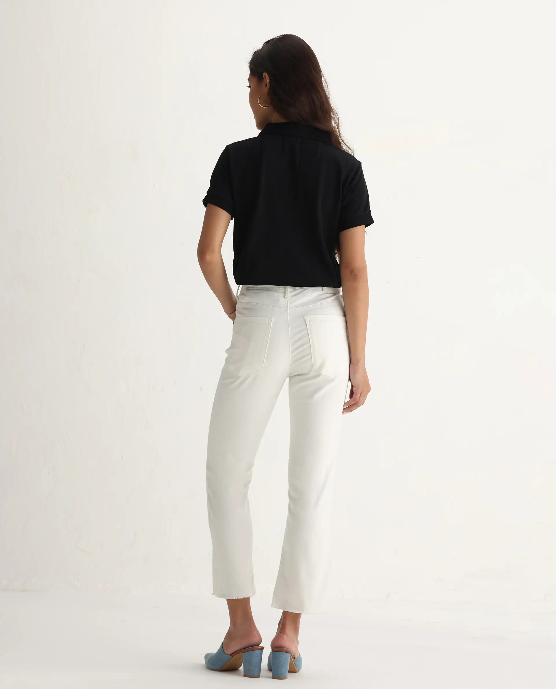 Rareism Women's Hugo White Cotton Plain Ankle Length Relaxed Fit Jeans - Image 9