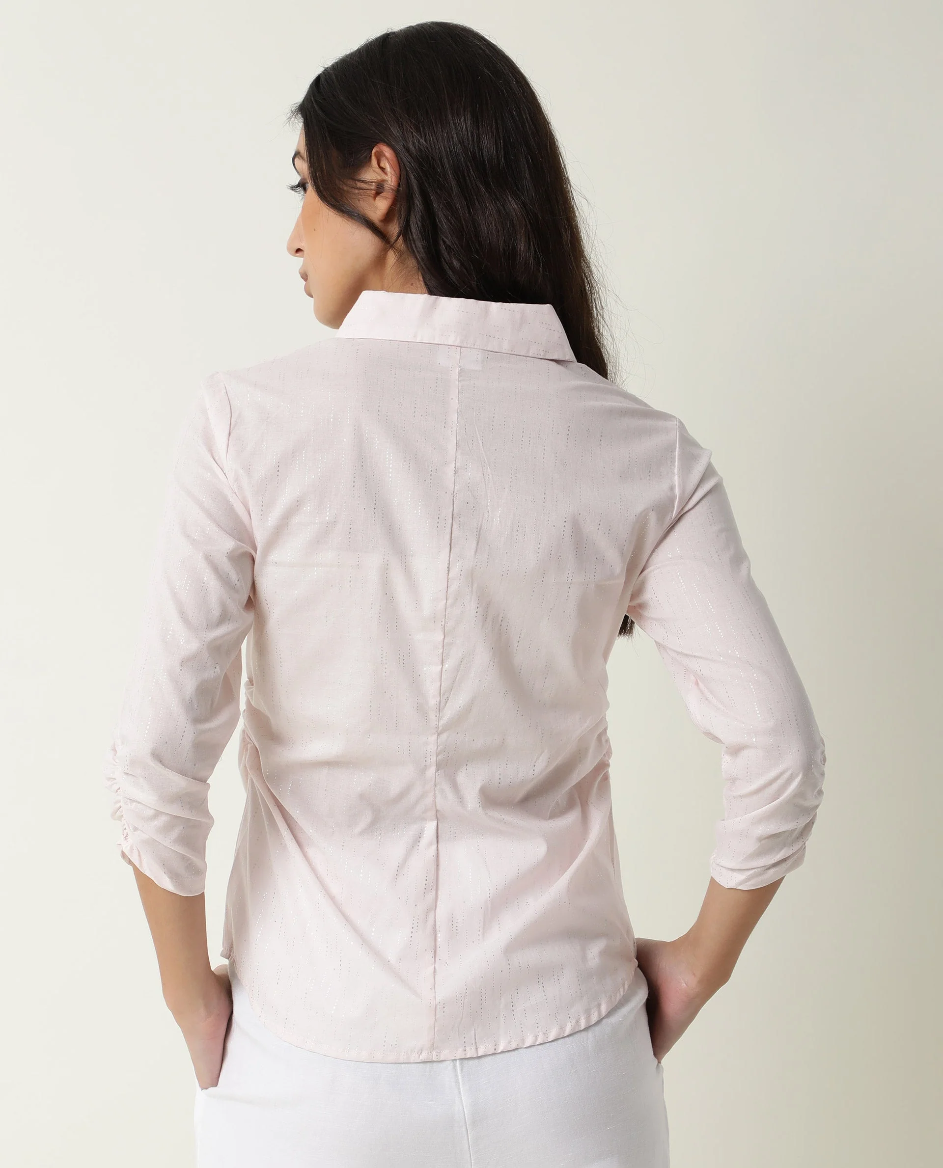 Rareism Women's Humpty Pink Spread Collar Plain Knee Length Regular Fit Top - Image 3