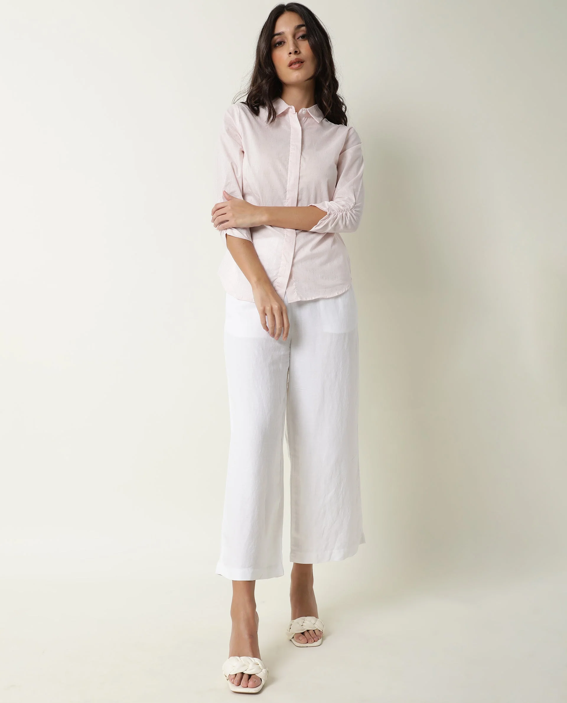 Rareism Women's Humpty Pink Spread Collar Plain Knee Length Regular Fit Top - Image 5
