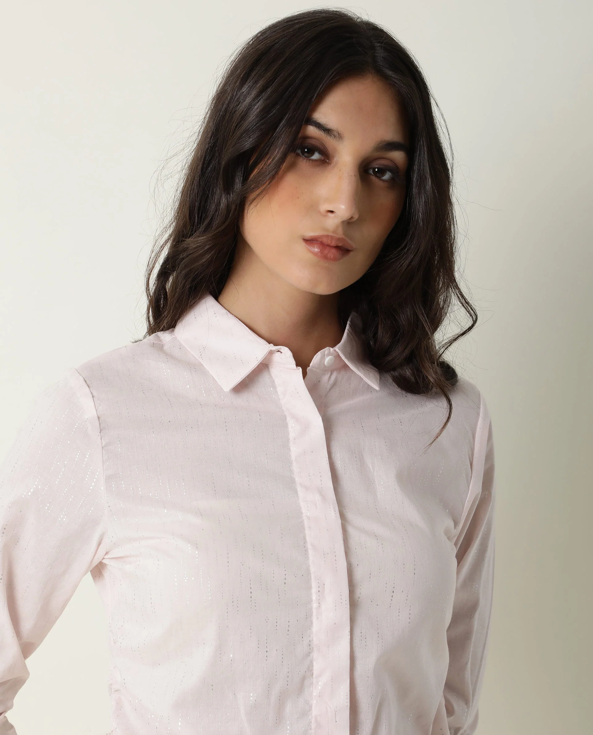 Rareism Women's Humpty Pink Spread Collar Plain Knee Length Regular Fit Top - Image 8