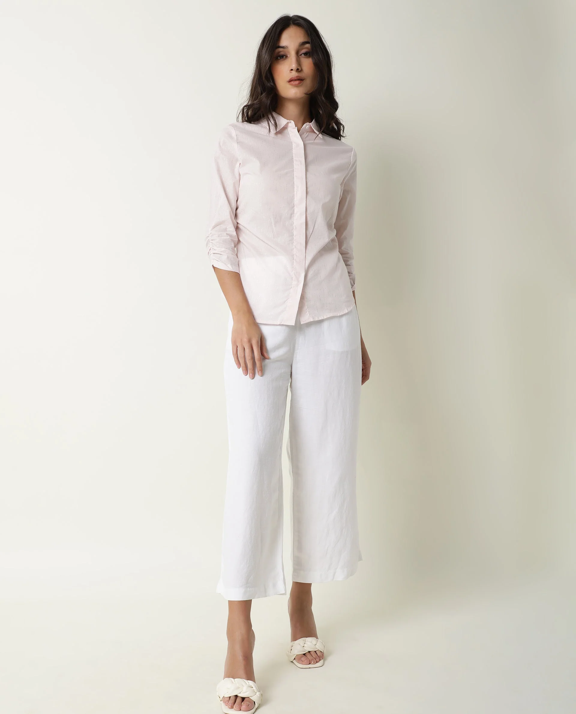 Rareism Women's Humpty Pink Spread Collar Plain Knee Length Regular Fit Top - Image 9