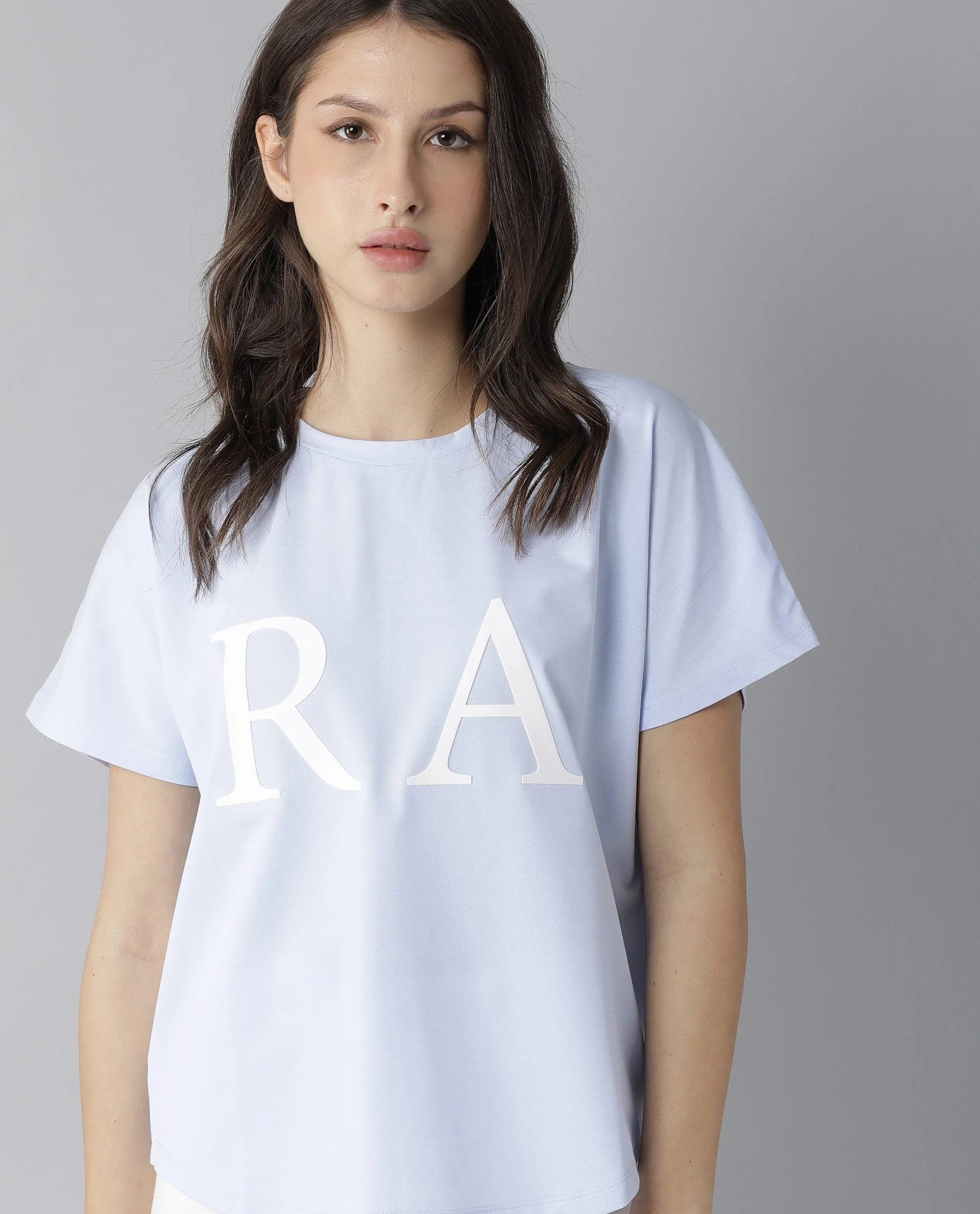 Rareism Women's Hush Blue Polyester Blend Crew Neck Graphic Print Regular Fit T-Shirt - Image 7