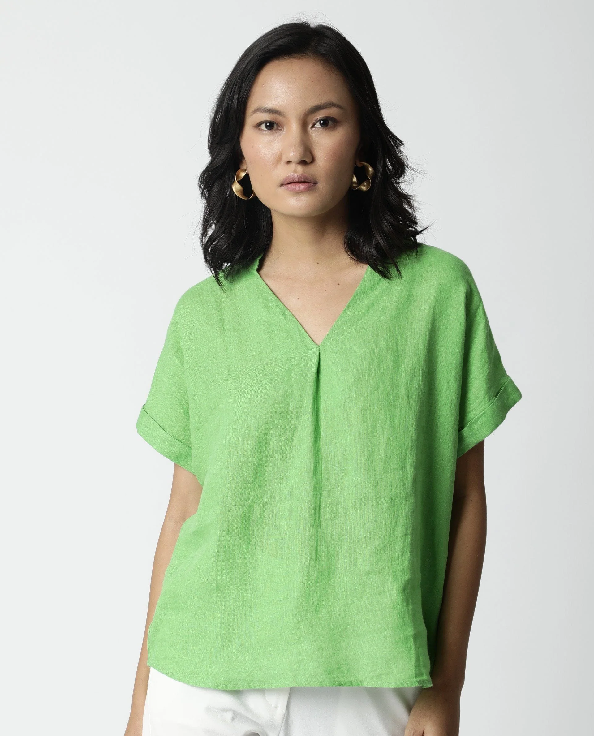 Rareism Women Hute Green Top Full Sleeves Solid