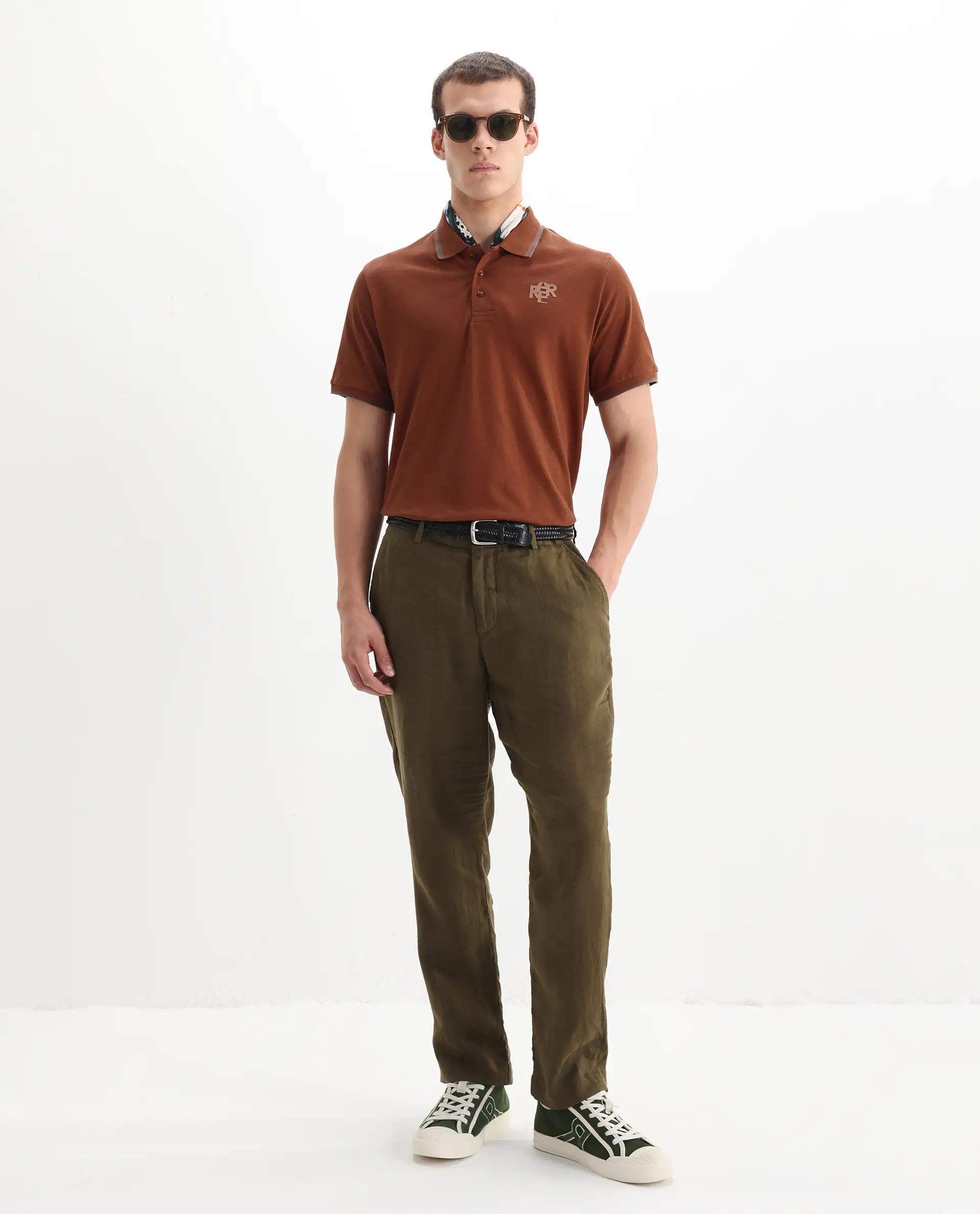 Rare Rabbit Men's Cotton Plain Regular Fit Half Sleeve Polo - Image 2