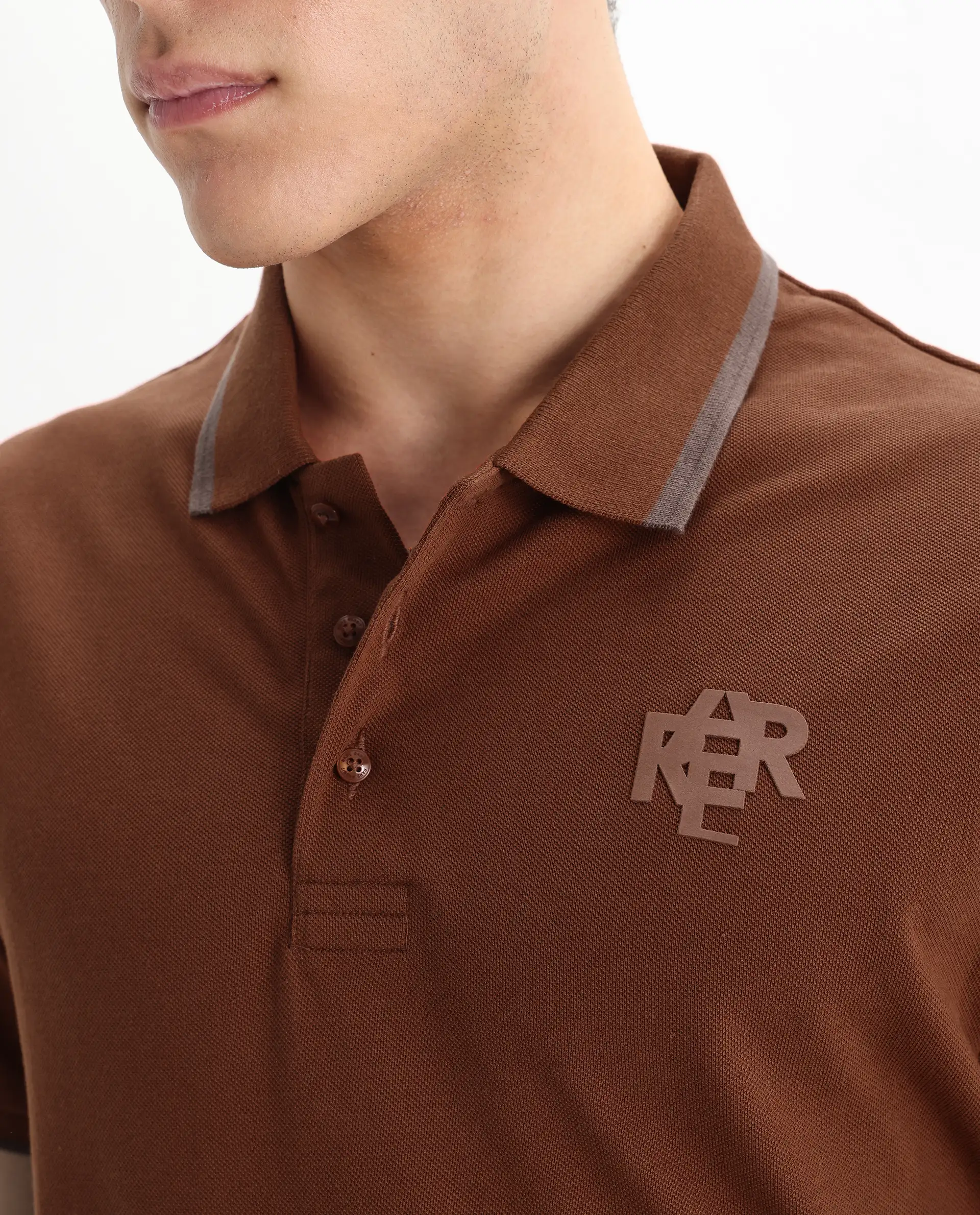 Rare Rabbit Men's Cotton Plain Regular Fit Half Sleeve Polo - Image 3