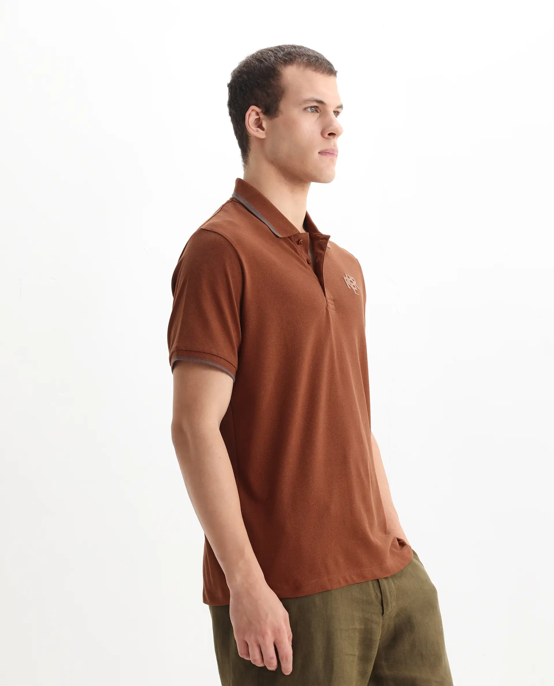 Rare Rabbit Men's Cotton Plain Regular Fit Half Sleeve Polo - Image 4