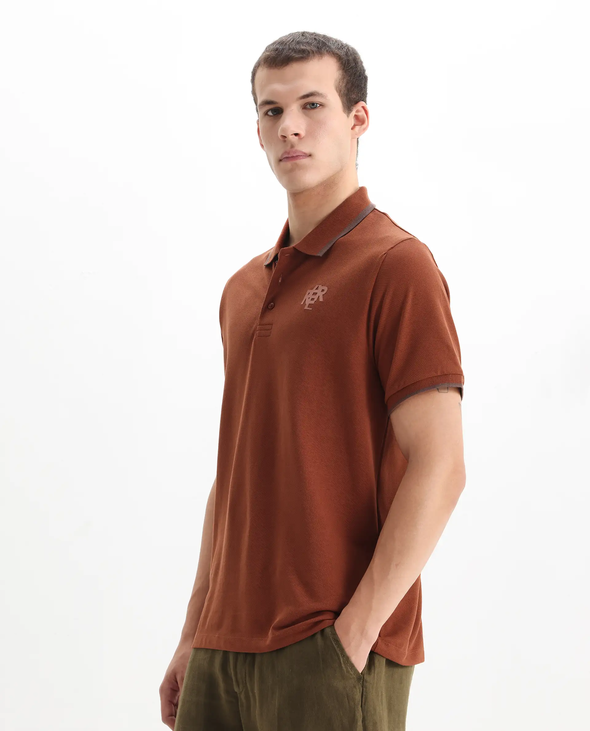 Rare Rabbit Men's Cotton Plain Regular Fit Half Sleeve Polo - Image 6