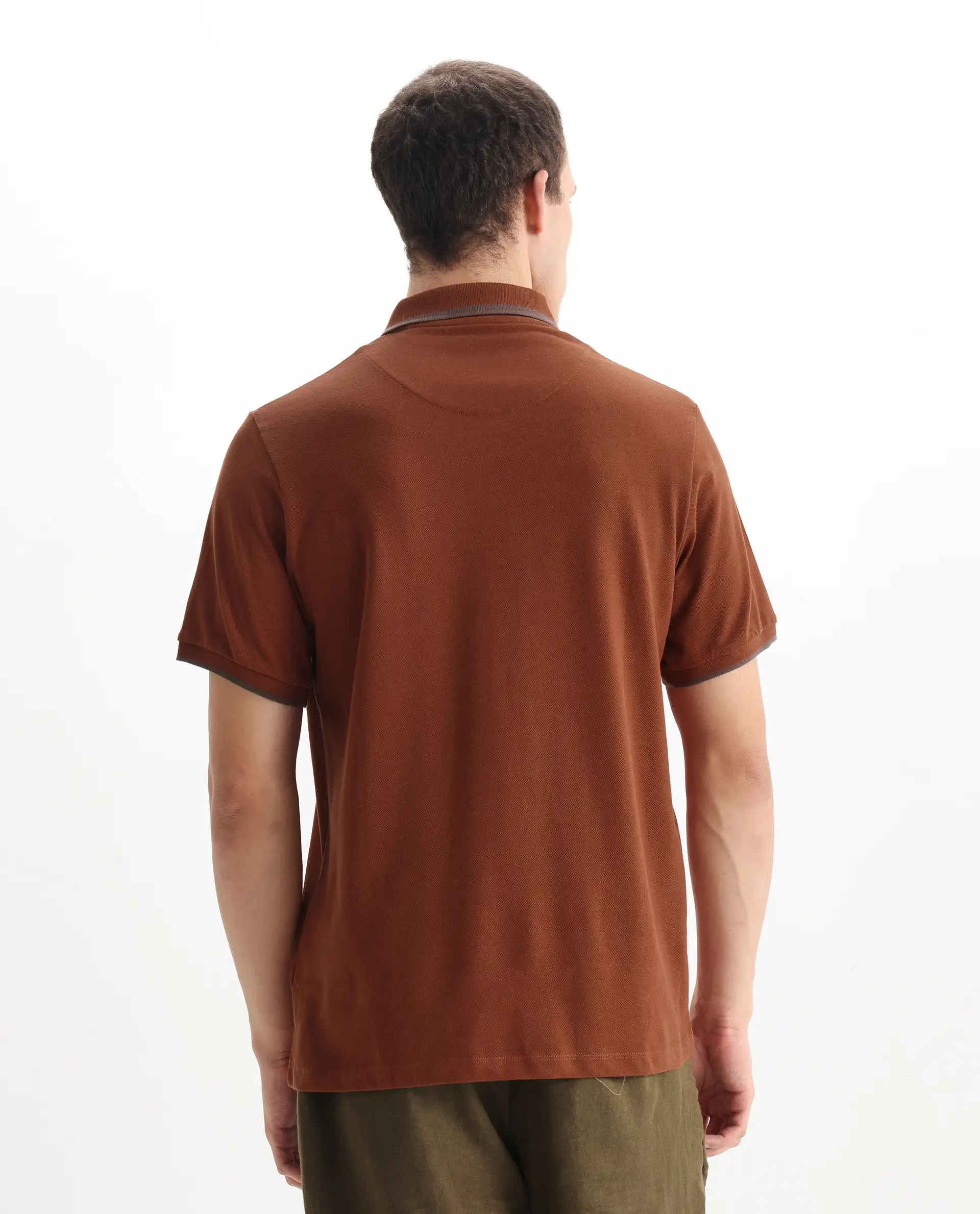 Rare Rabbit Men's Cotton Plain Regular Fit Half Sleeve Polo - Image 7