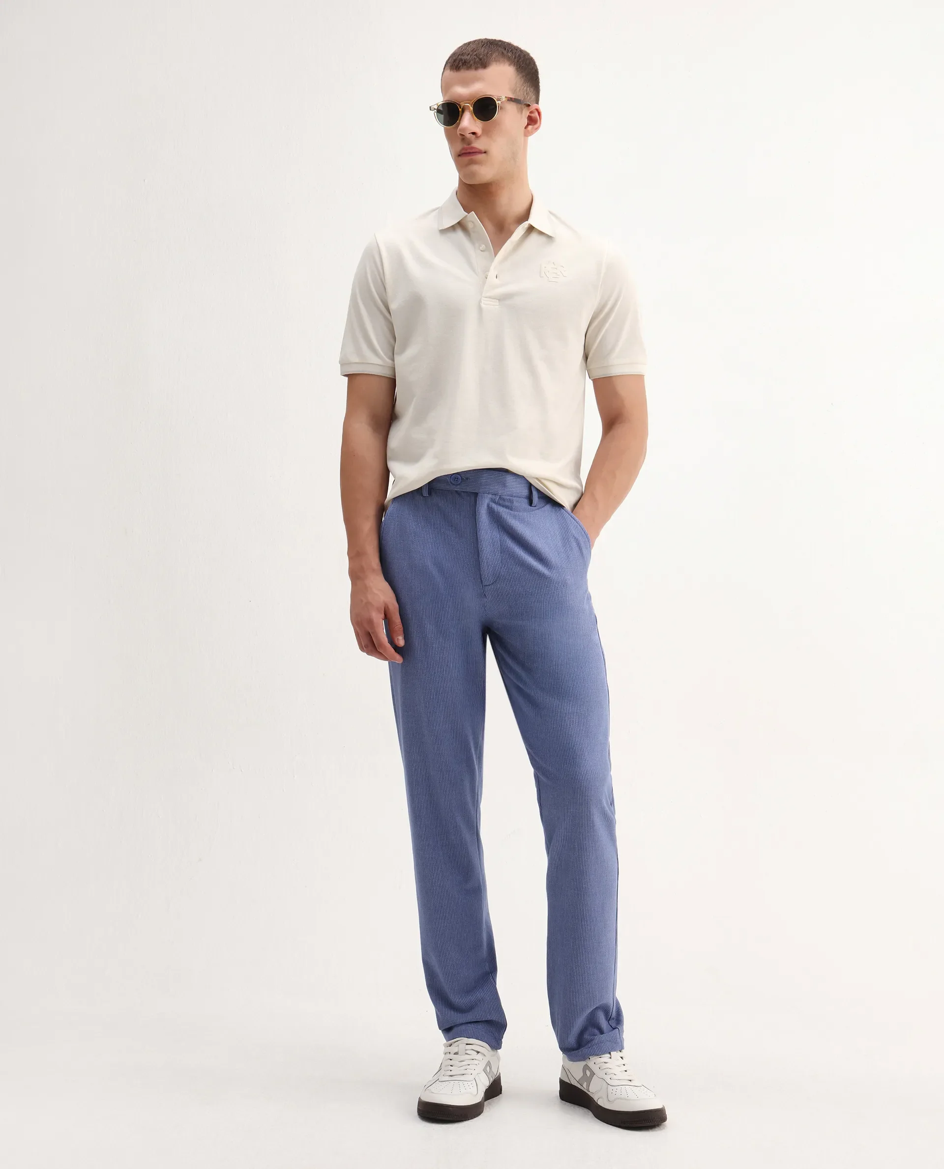 Rare Rabbit Men's Hux Pastel Yellow Cotton Plain Regular Fit Half Sleeve Polo - Image 2