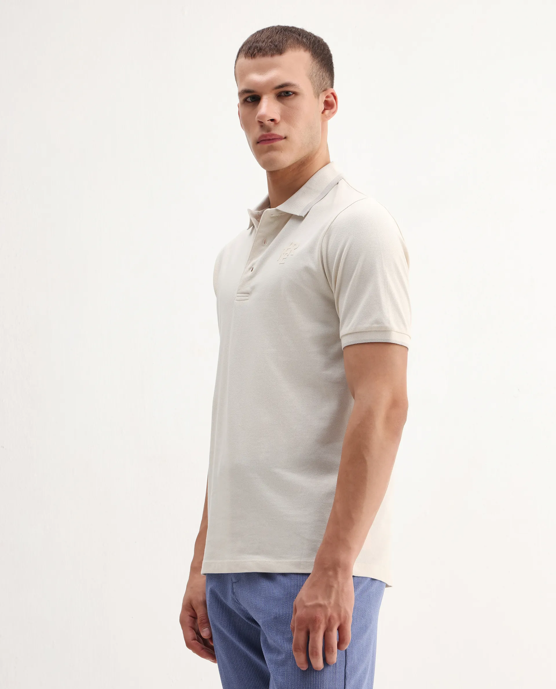 Rare Rabbit Men's Hux Pastel Yellow Cotton Plain Regular Fit Half Sleeve Polo - Image 6