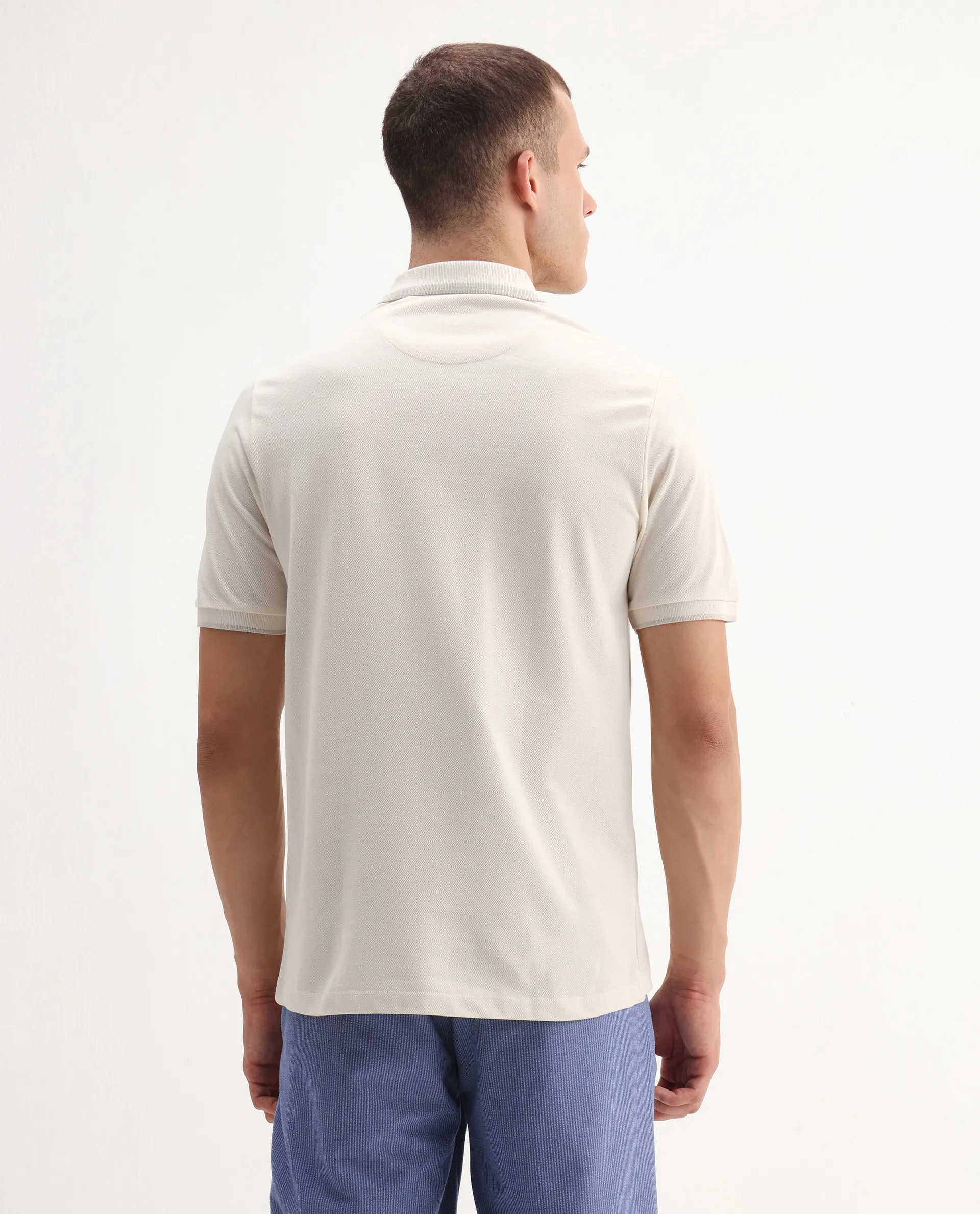 Rare Rabbit Men's Hux Pastel Yellow Cotton Plain Regular Fit Half Sleeve Polo - Image 7