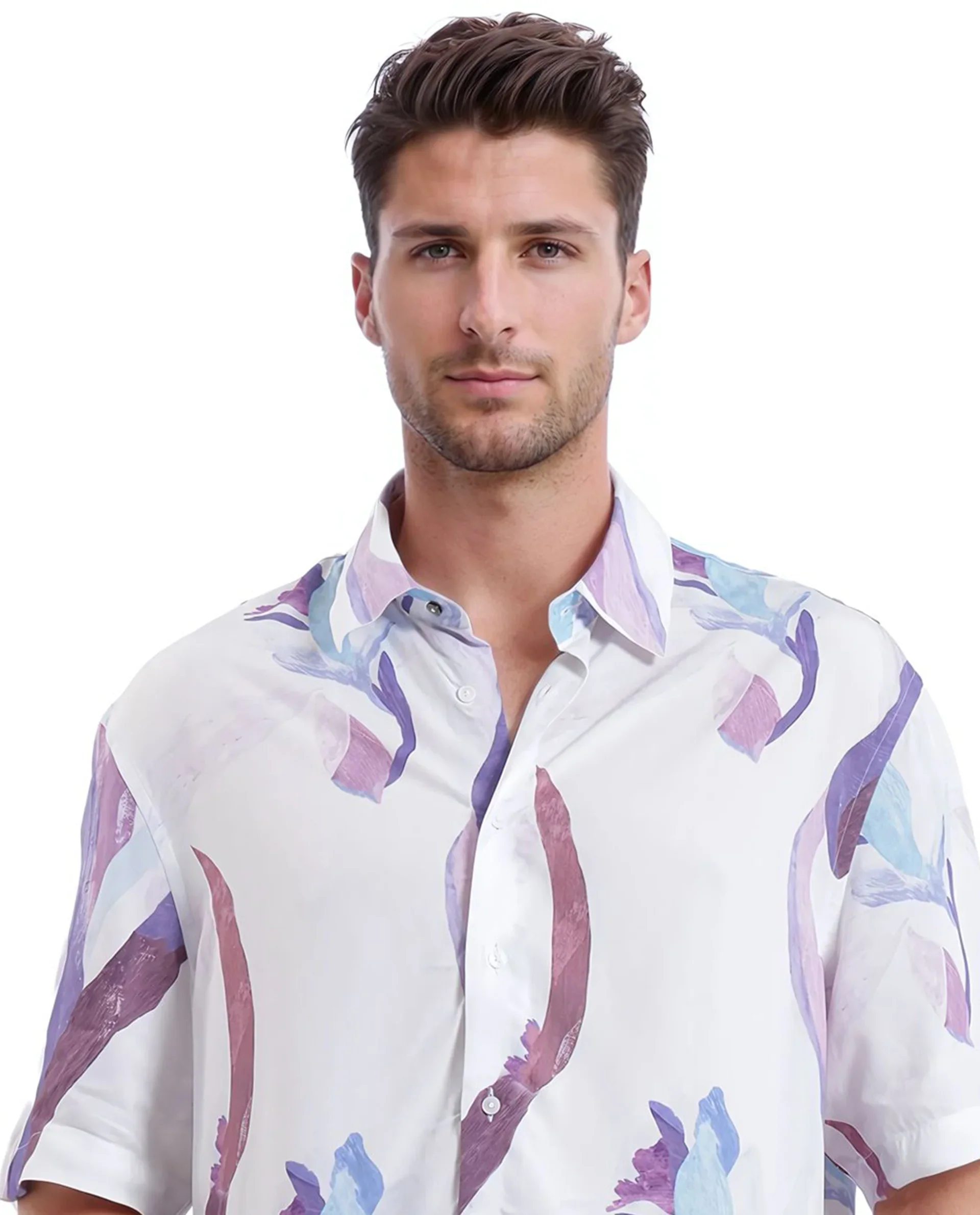 Rare Rabbit Men's Hydra White Viscose Floral Print Boxy Fit Half Sleeve Collared Shirt - Image 2