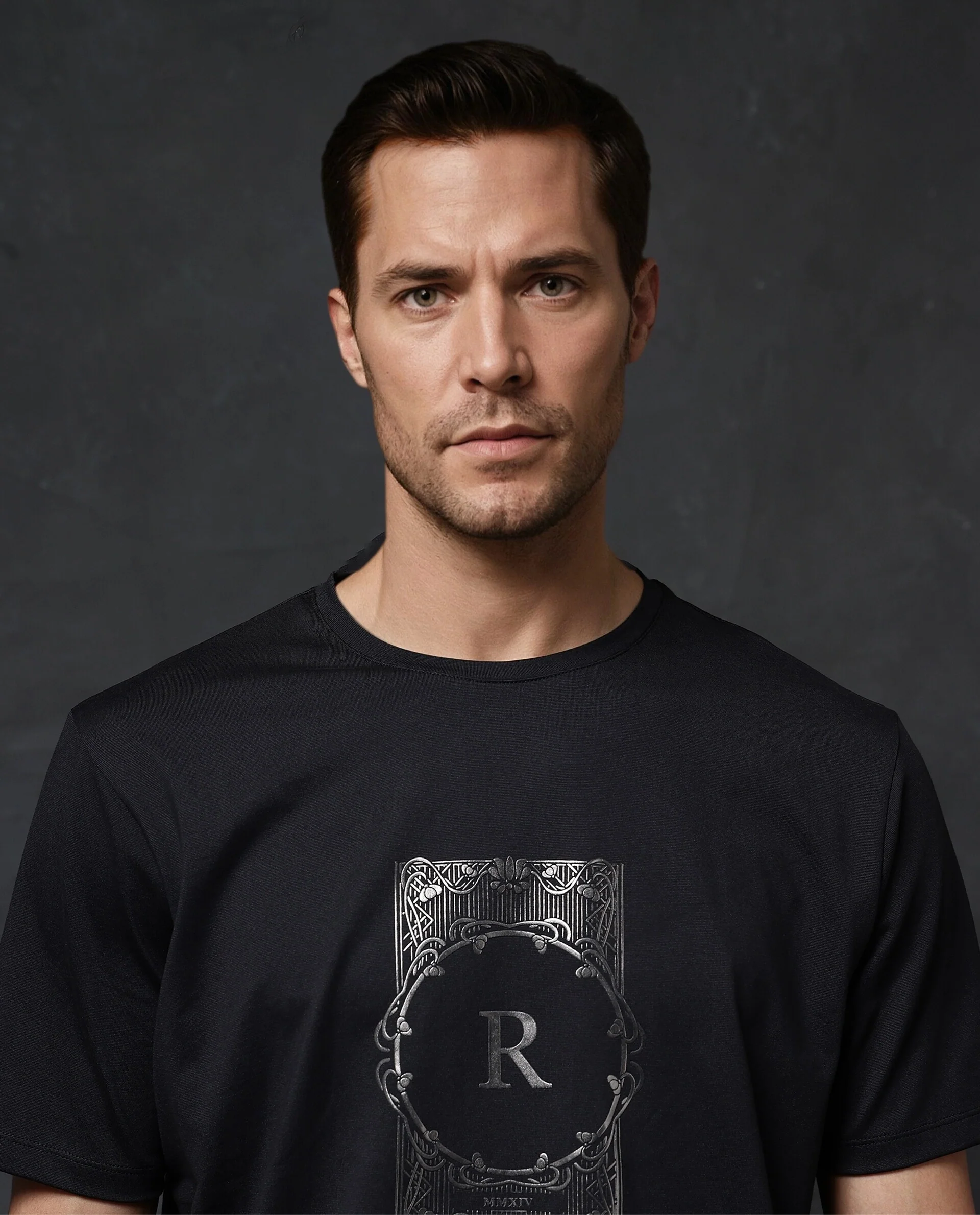 Rare Rabbit Men's Hype Black Cotton Blend Graphic Print Regular Fit Half Sleeve Crew Neck T-Shirt - Image 2