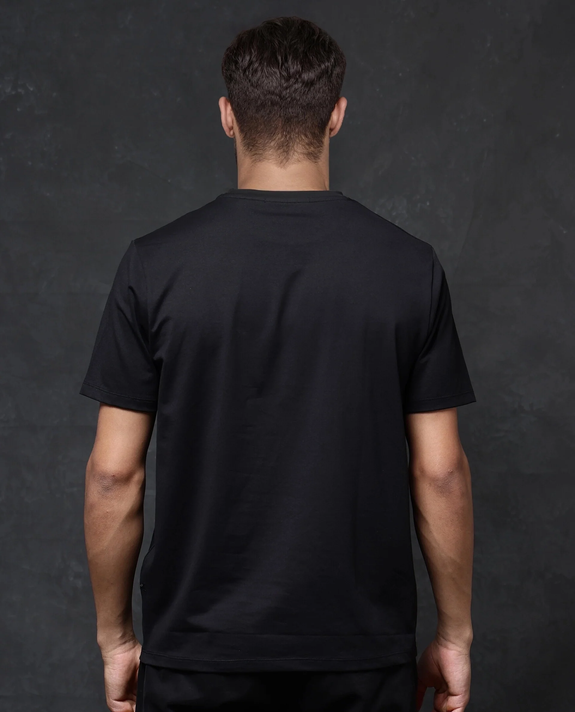 Rare Rabbit Men's Hype Black Cotton Blend Graphic Print Regular Fit Half Sleeve Crew Neck T-Shirt - Image 4