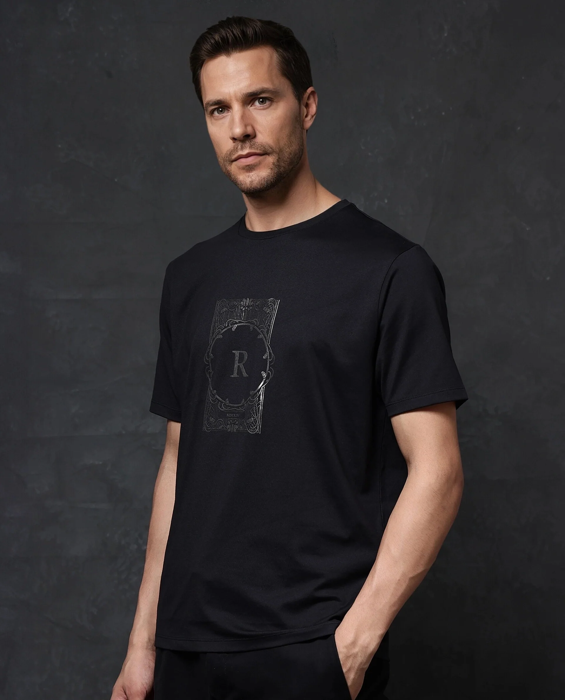Rare Rabbit Men's Hype Black Cotton Blend Graphic Print Regular Fit Half Sleeve Crew Neck T-Shirt - Image 7