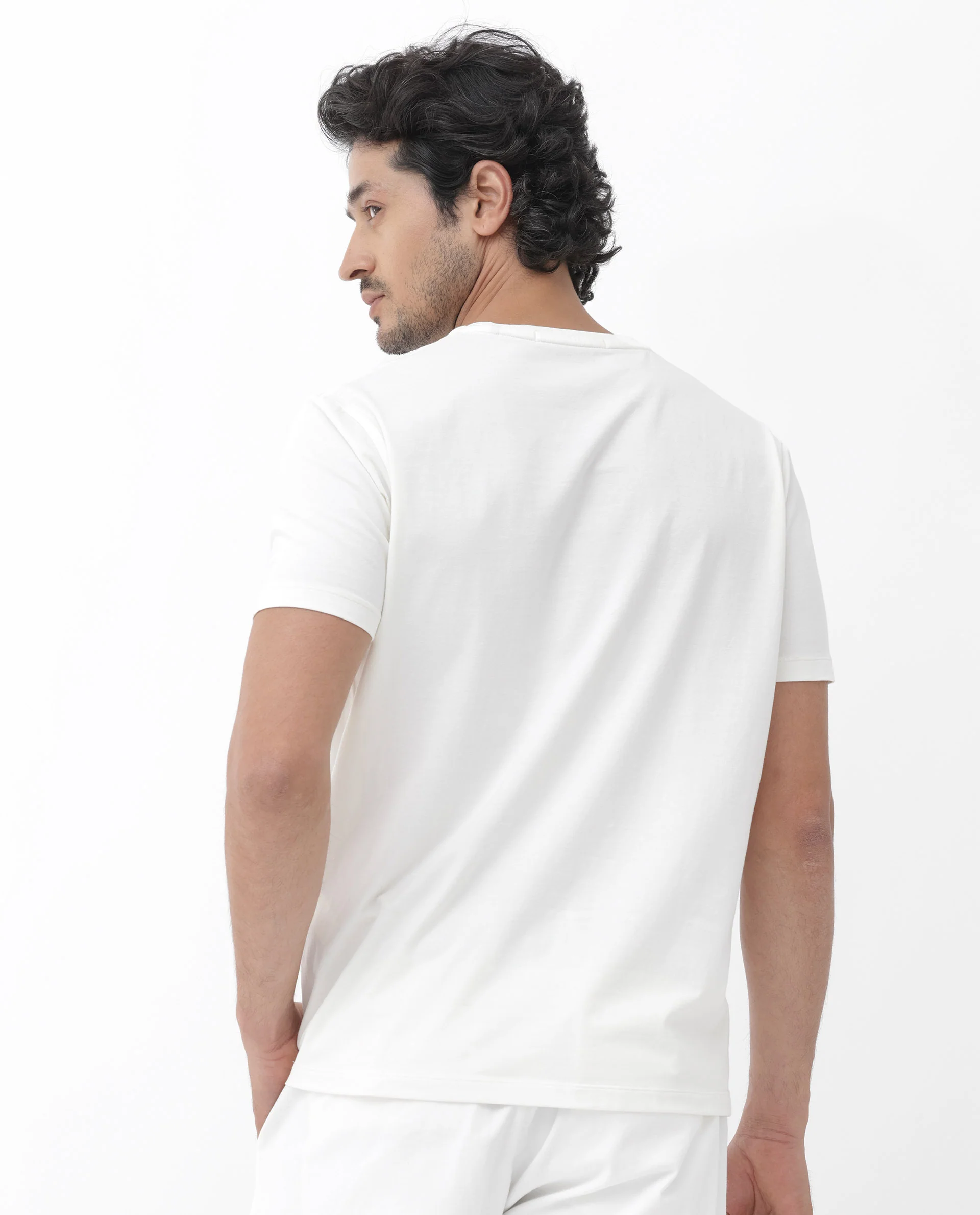 Rare Rabbit Mens Iam-1 White Cotton Lycra Fabric Short Sleeve Slim Fit Graphic Printed T-Shirt - Image 6
