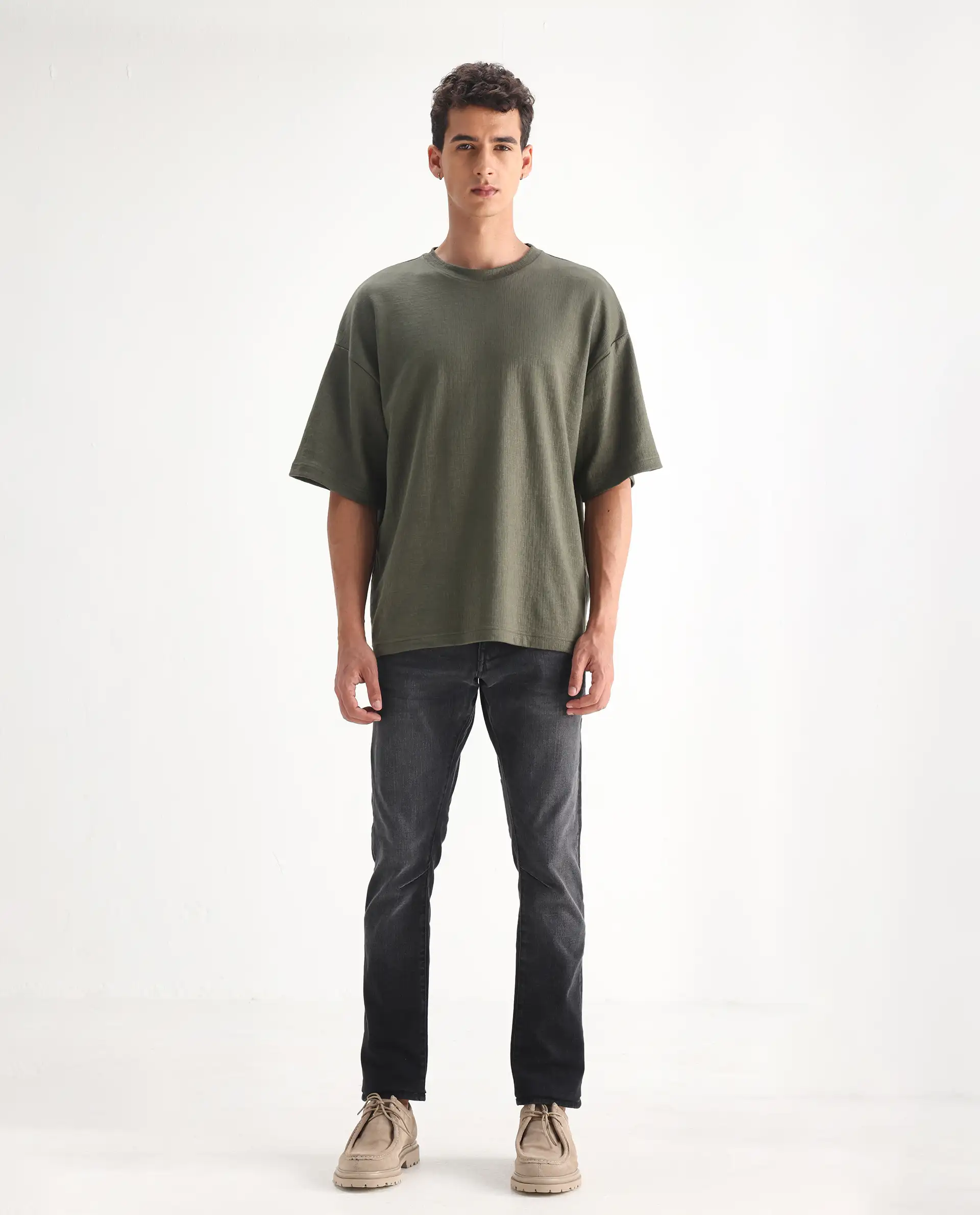 Rare Rabbit Men's Ian Grey Cotton Blend Plain Hawk Slim Fit Jeans - Image 5