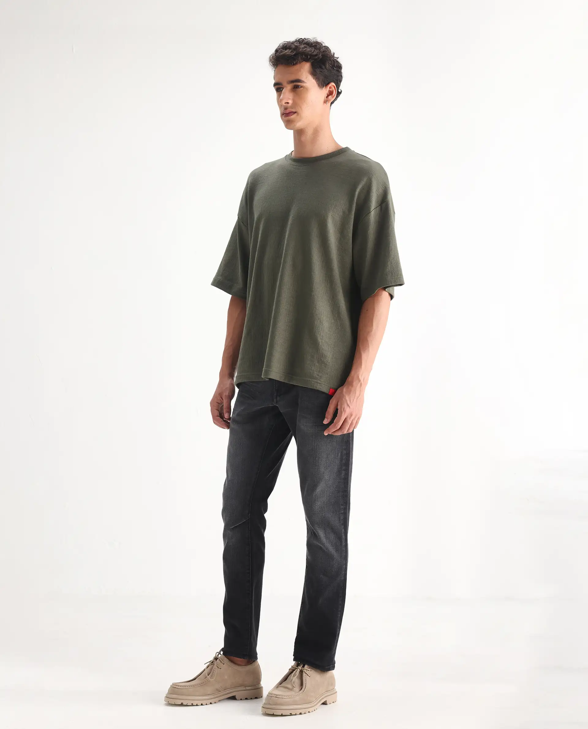 Rare Rabbit Men's Ian Grey Cotton Blend Plain Hawk Slim Fit Jeans - Image 7