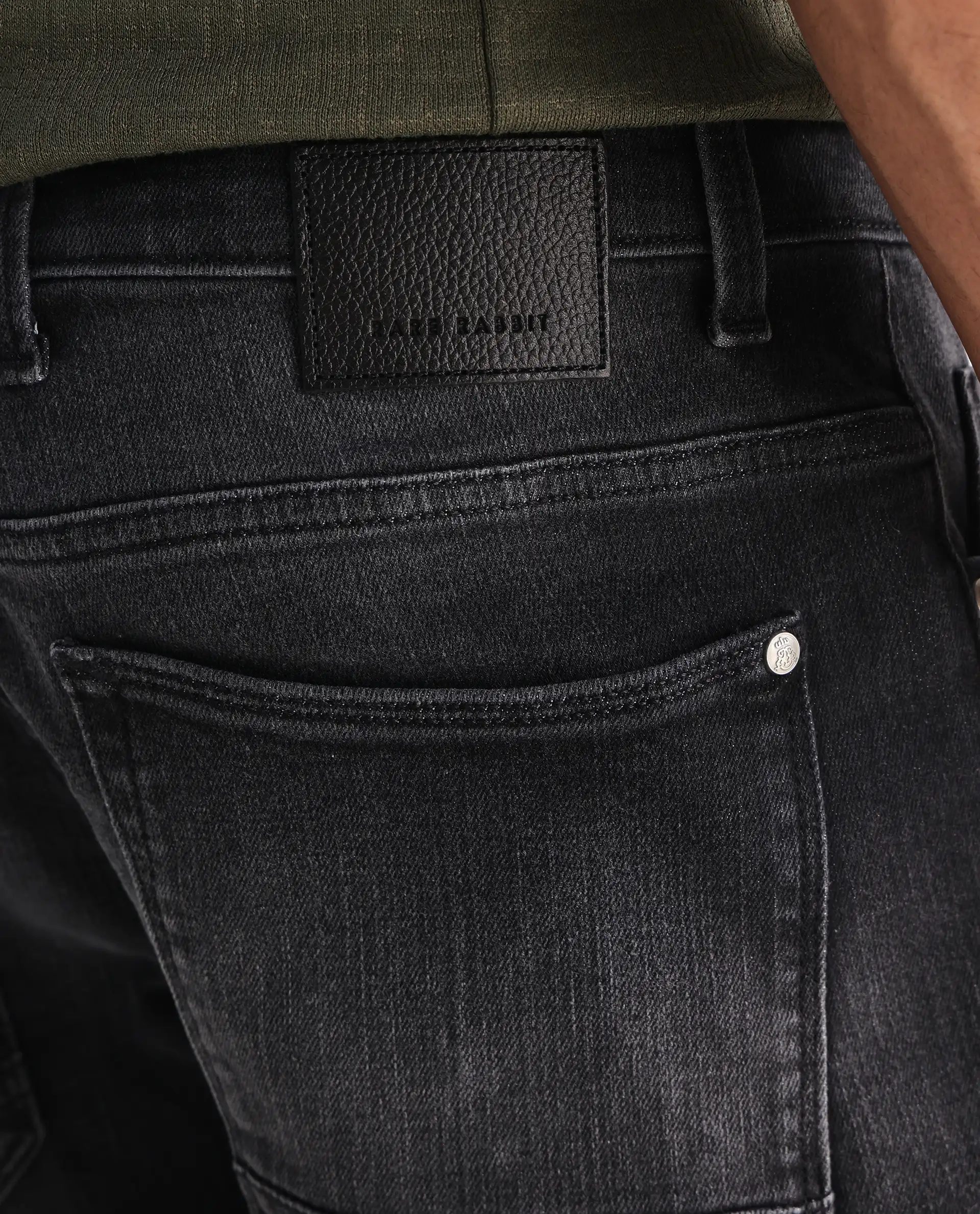 Rare Rabbit Men's Ian Grey Cotton Blend Plain Hawk Slim Fit Jeans - Image 8