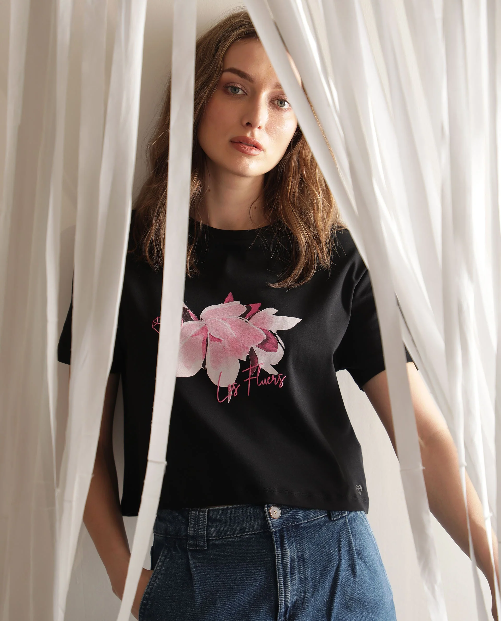 Rareism Women's Ictor Black Cotton Crew Neck Graphic Print Regular Fit T-Shirt - Image 4