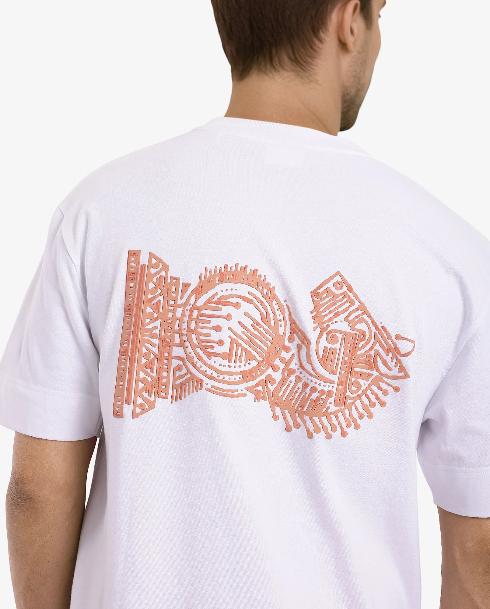 Rare Rabbit Men's Ight White Cotton Graphic Print Oversized Fit Half Sleeve Crew Neck T-Shirt - Image 4