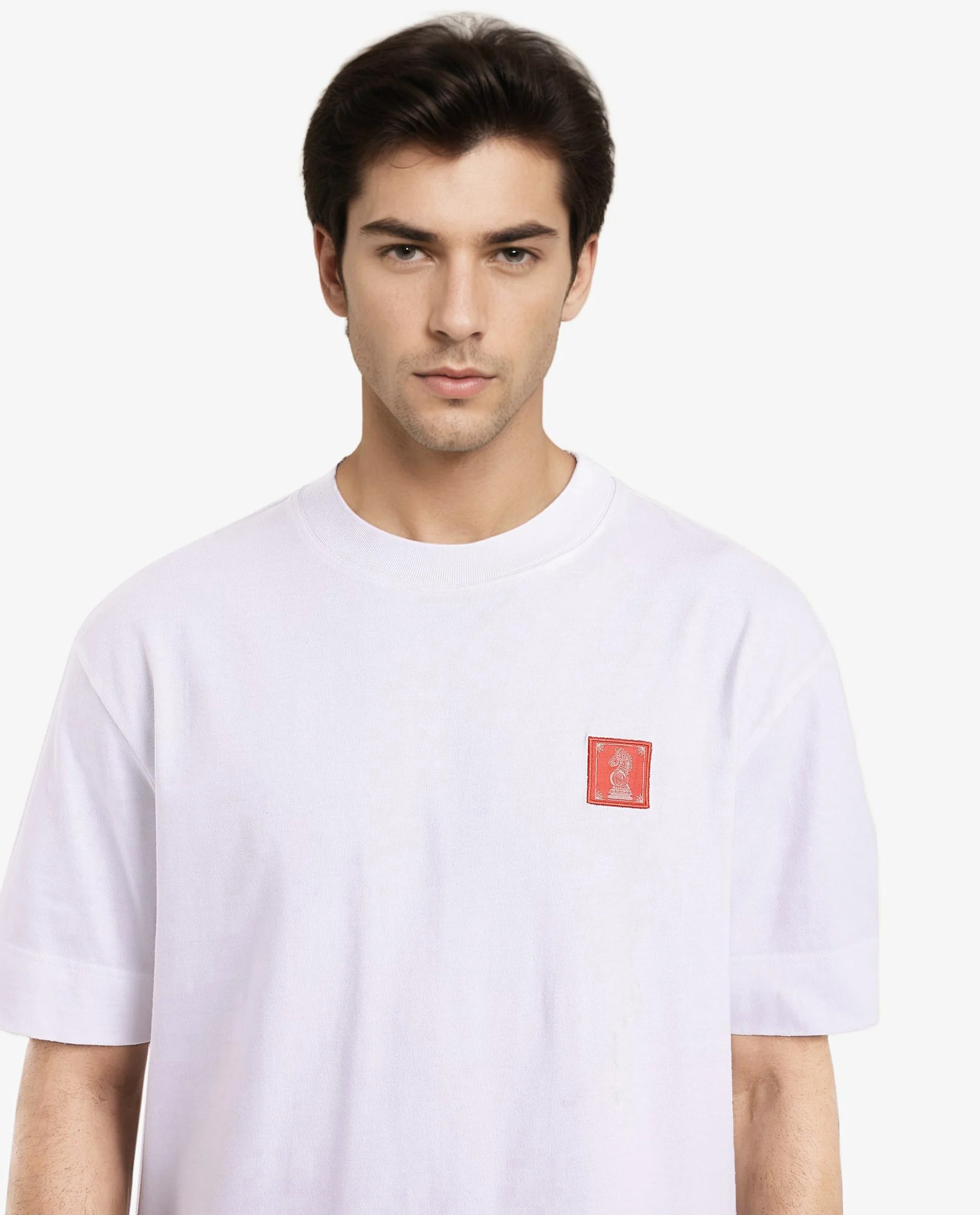 Rare Rabbit Men's Ight White Cotton Graphic Print Oversized Fit Half Sleeve Crew Neck T-Shirt - Image 5