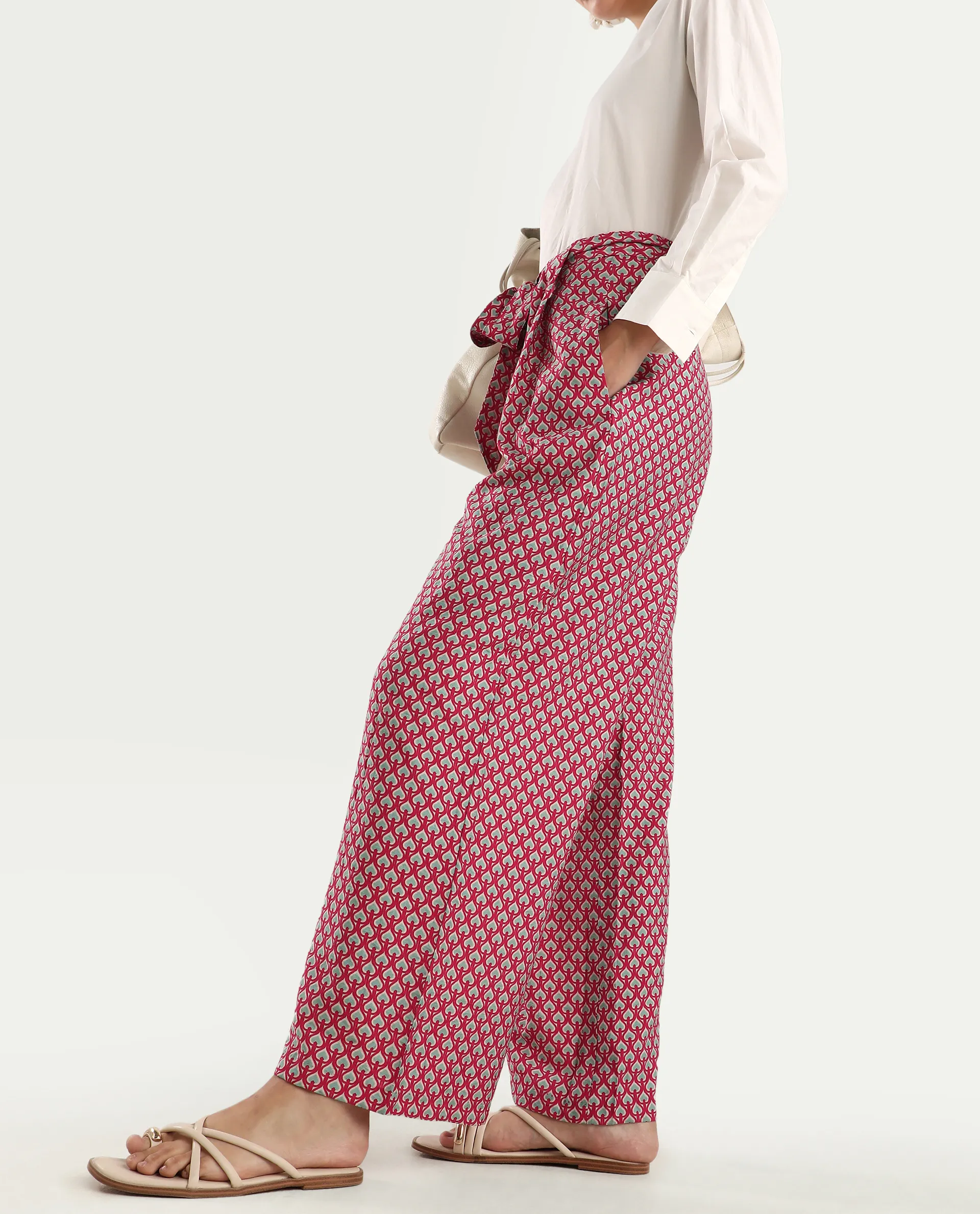 Rareism Women's Imanio Multi Polyester Blend Geometric Print Ankle Length Wide Trouser - Image 2