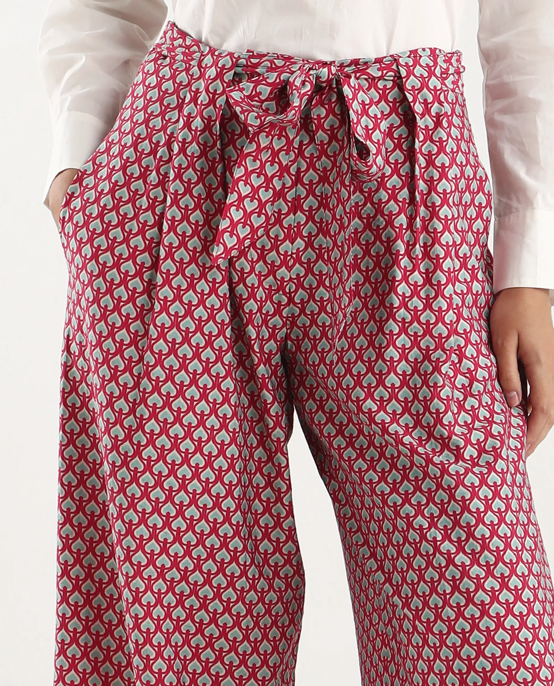 Rareism Women's Imanio Multi Polyester Blend Geometric Print Ankle Length Wide Trouser - Image 4