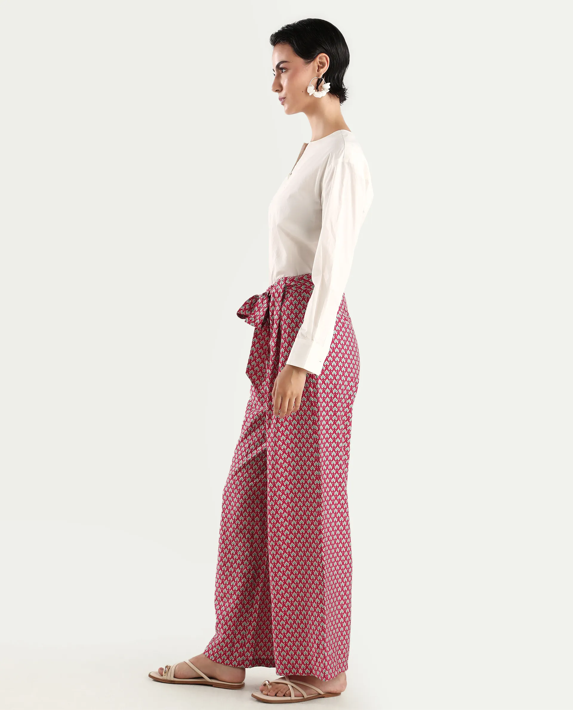 Rareism Women's Imanio Multi Polyester Blend Geometric Print Ankle Length Wide Trouser - Image 5