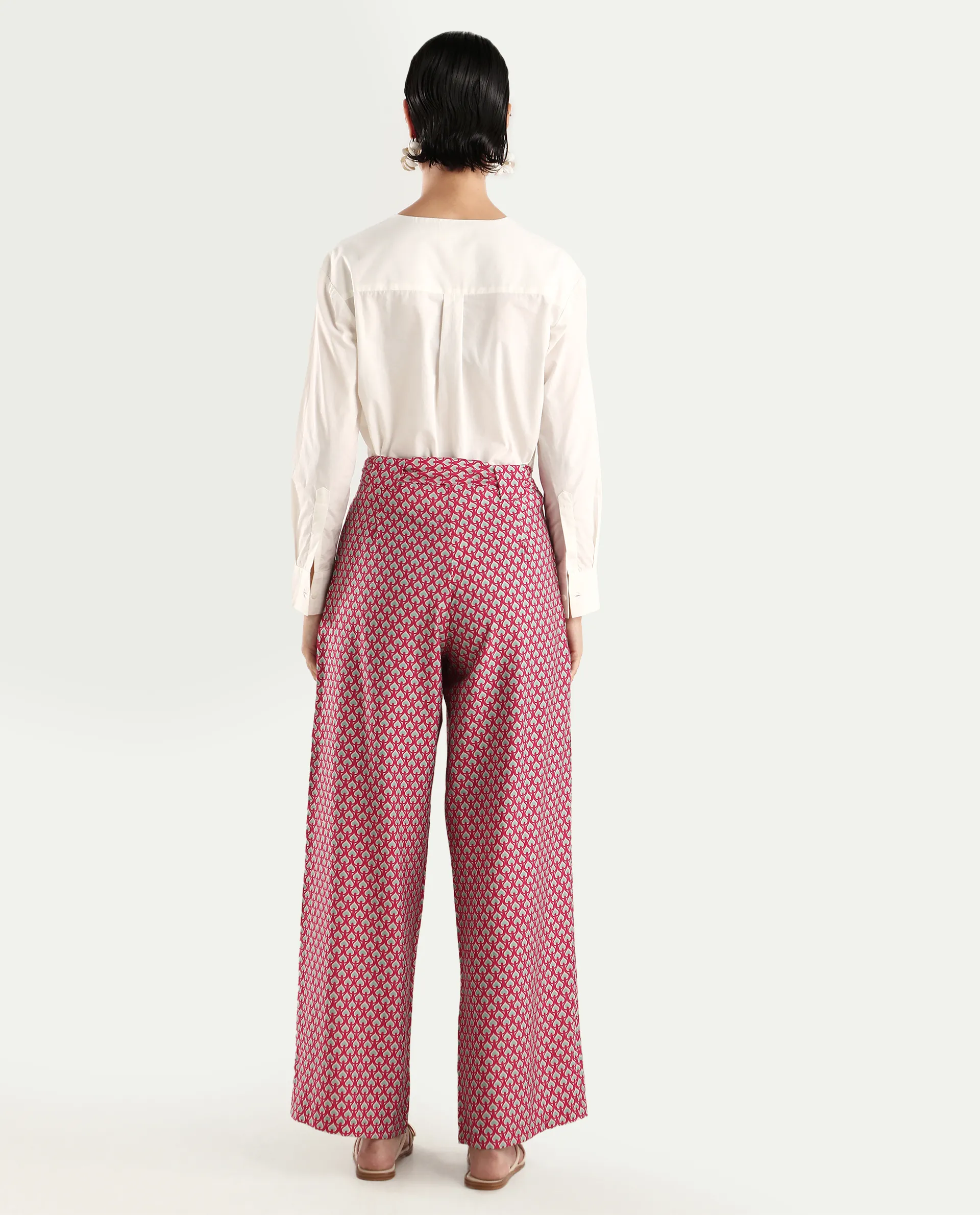 Rareism Women's Imanio Multi Polyester Blend Geometric Print Ankle Length Wide Trouser - Image 7