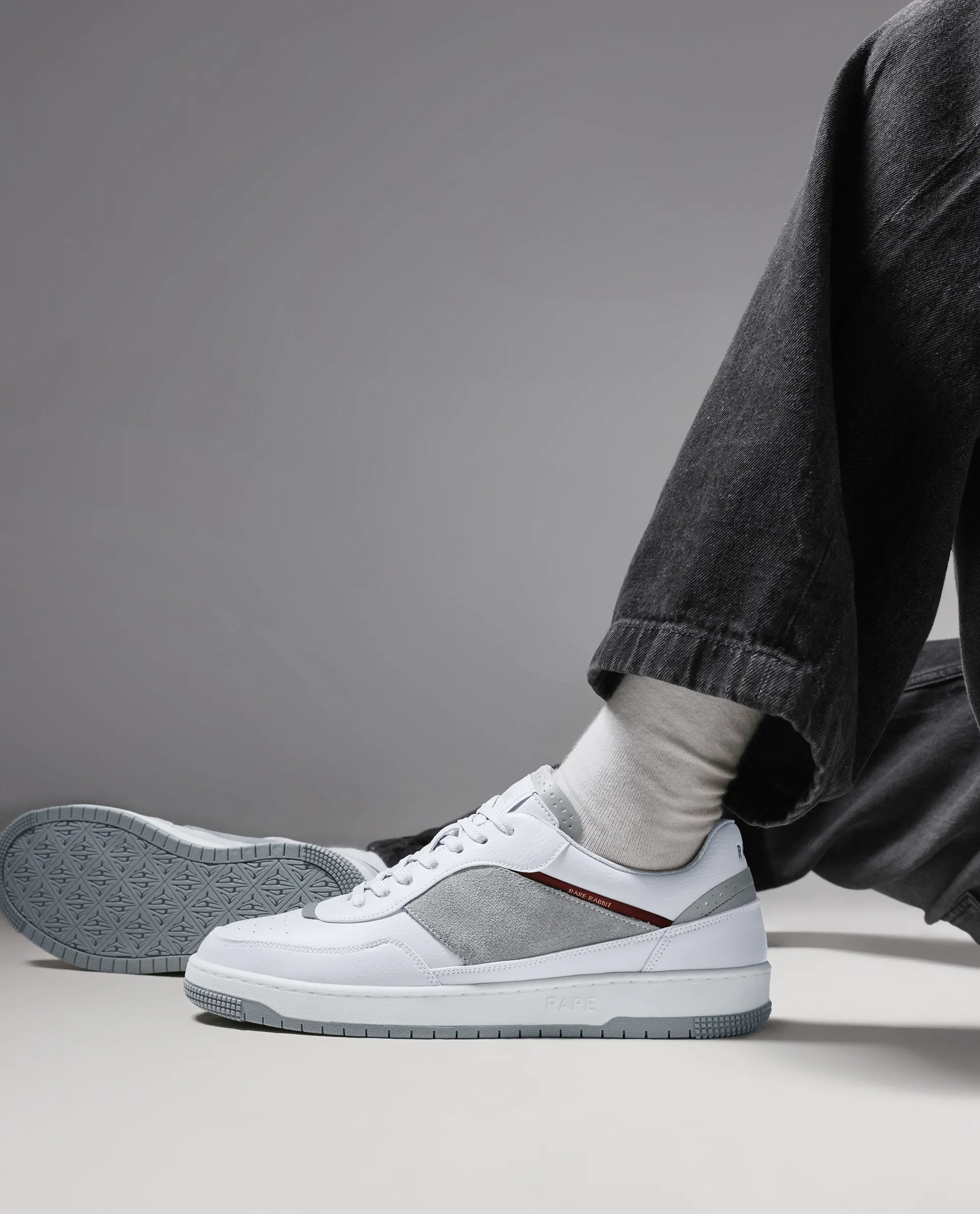 Rare Rabbit Men's Imperia Grey Micro Fiber Lace-Up Closure Sneaker - Image 2