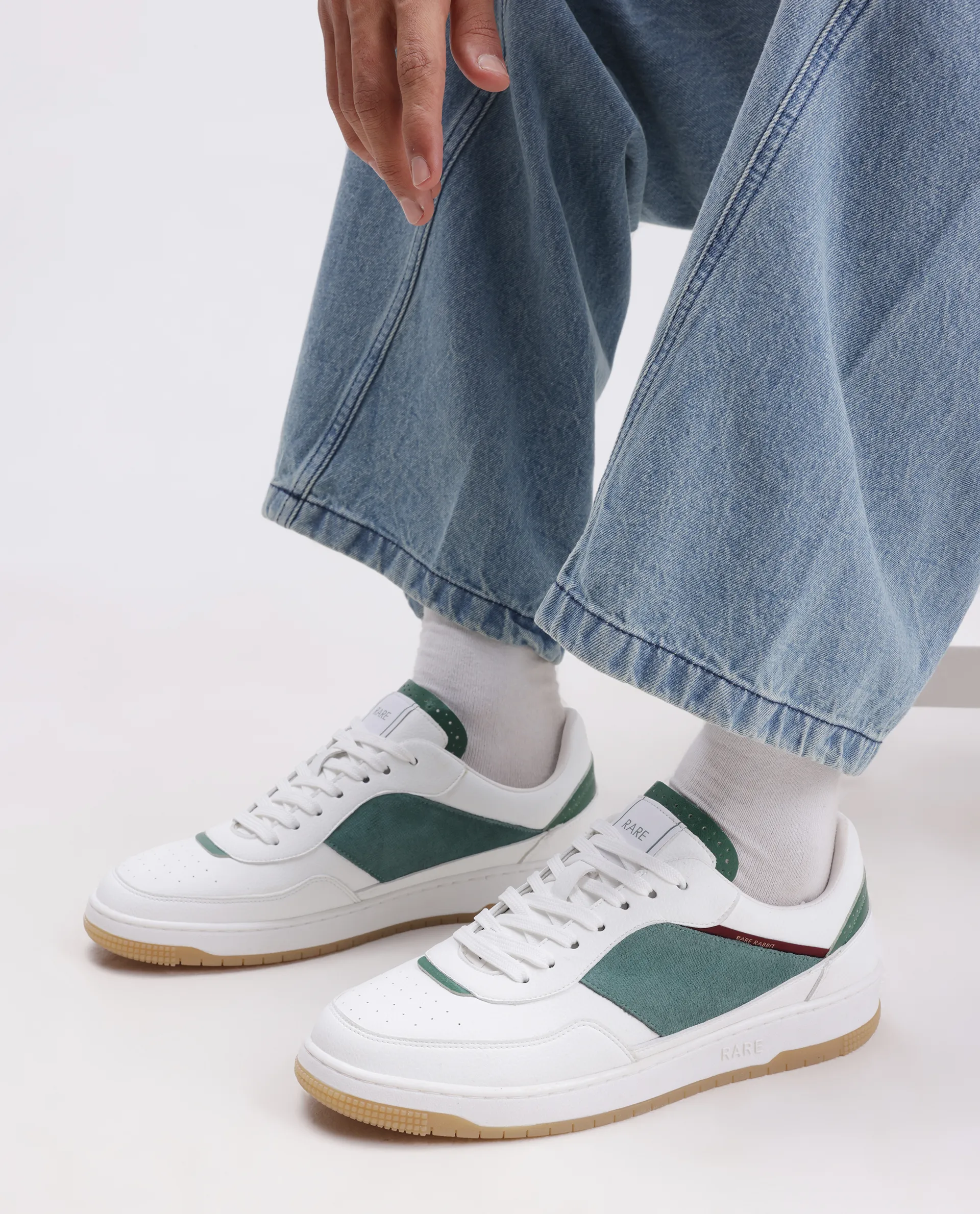 Rare Rabbit Men's Imperia White Micro Fiber Lace-Up Closure Sneaker - Image 2