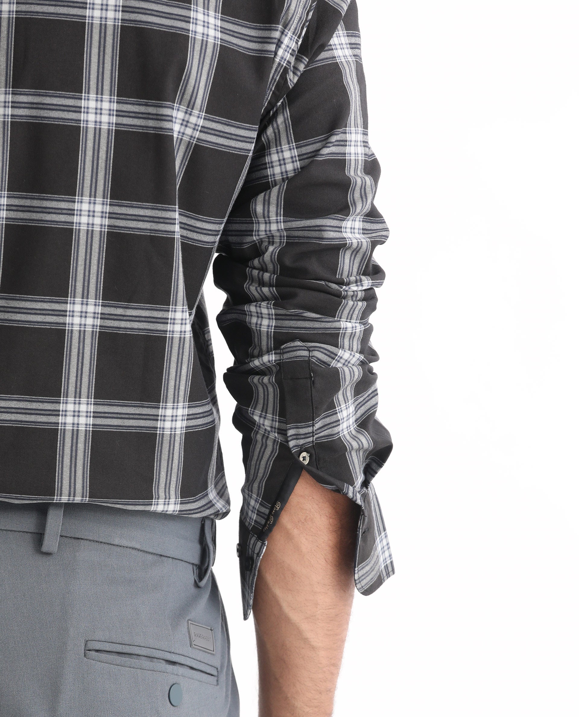 Rare Rabbit Men's Imperial Black Cotton Checked Print Regular Fit Full Sleeve Collared Shirt - Image 4