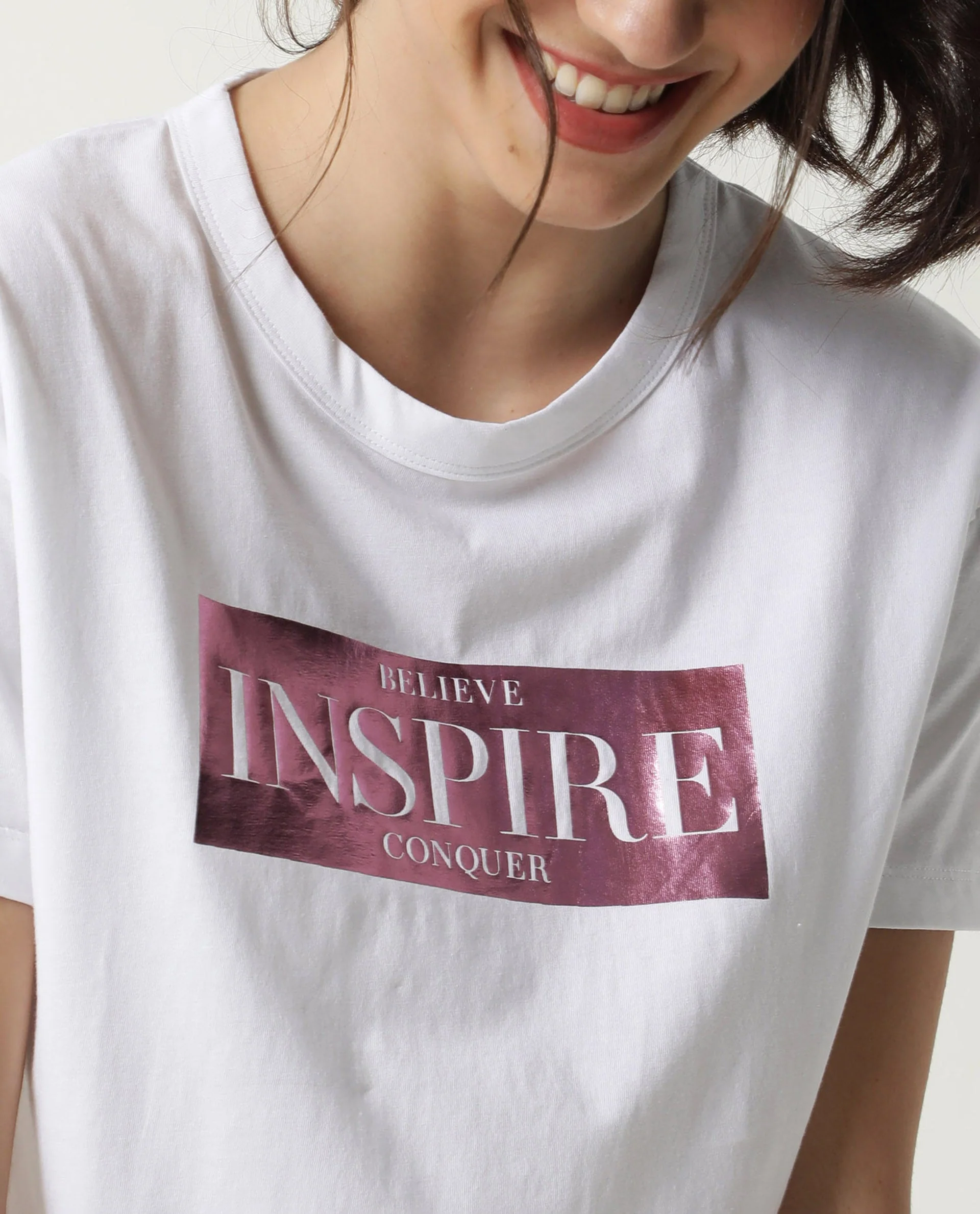 Rareism Women's Inago White Cotton Crew Neck Graphic Print Crop Regular Fit T-Shirt - Image 5