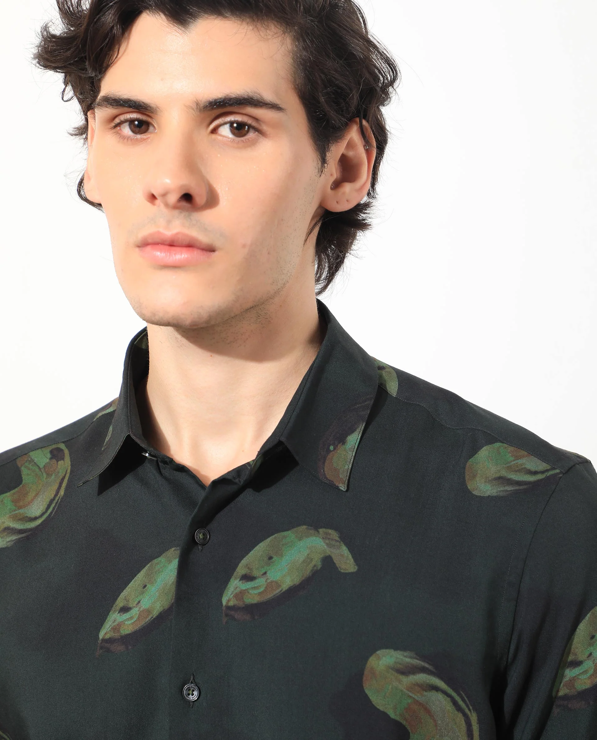 Rare Rabbit Men's Inari Dark Green Cotton Abstract Print Regular Fit Full Sleeve Spread Collar Shirt - Image 9