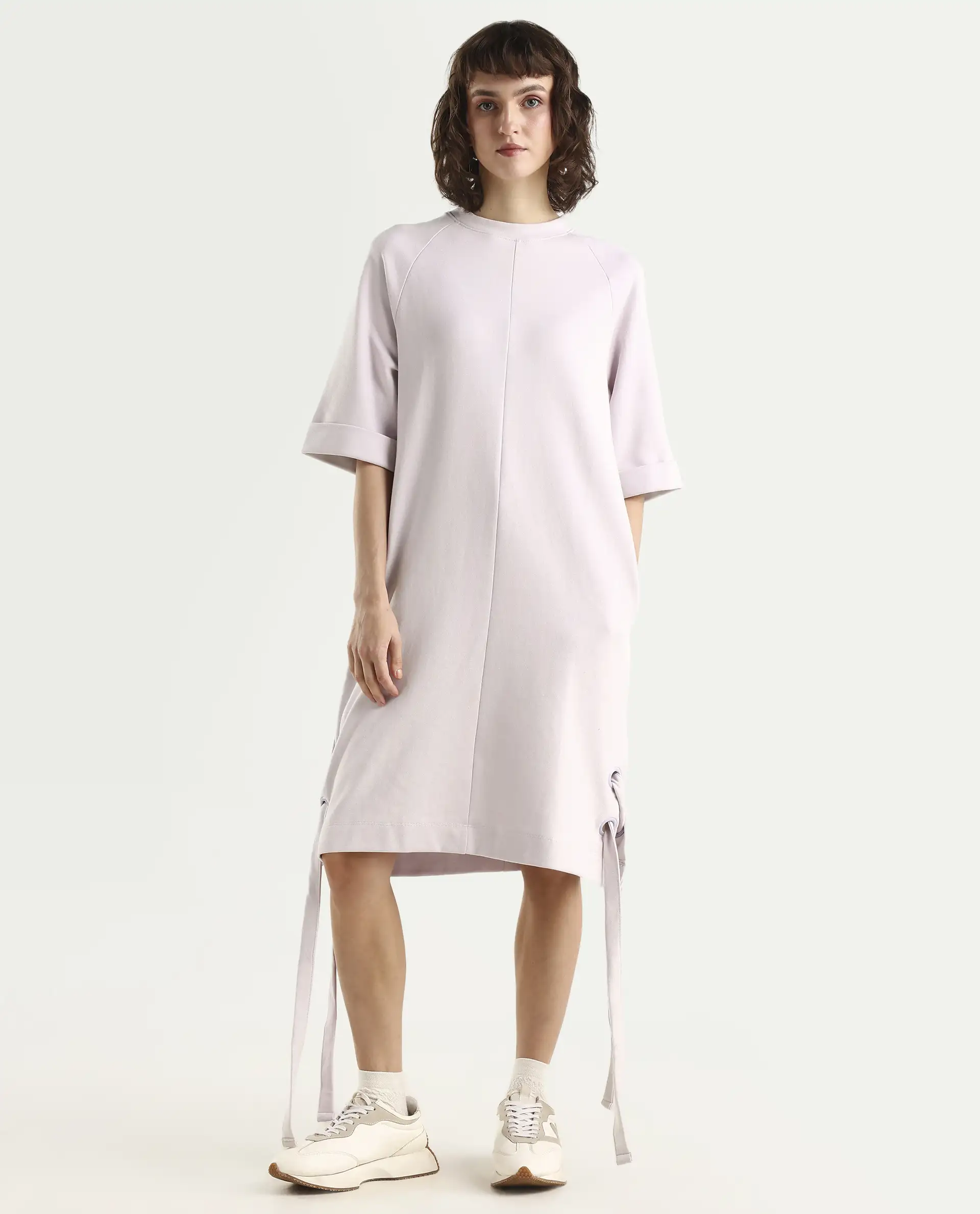 Rareism Women's Inari Purple High Neck Plain Knee Length Regular Fit Dress - Image 2
