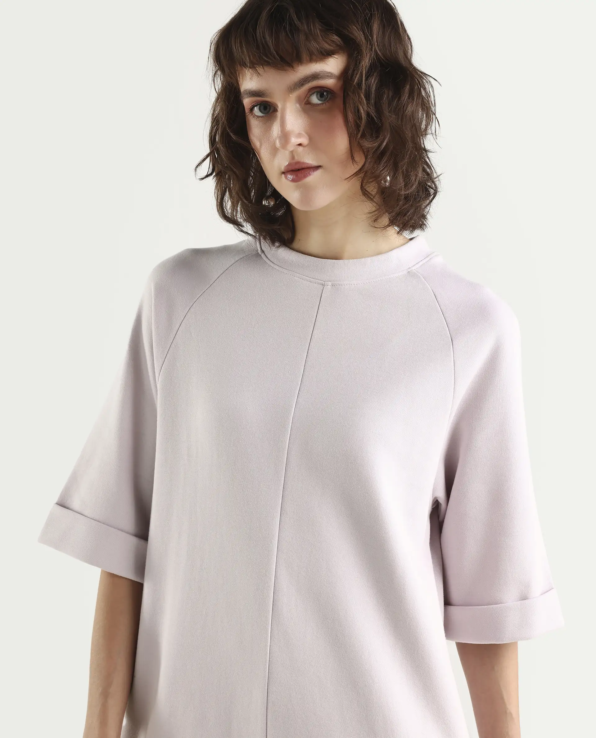 Rareism Women's Inari Purple High Neck Plain Knee Length Regular Fit Dress - Image 3