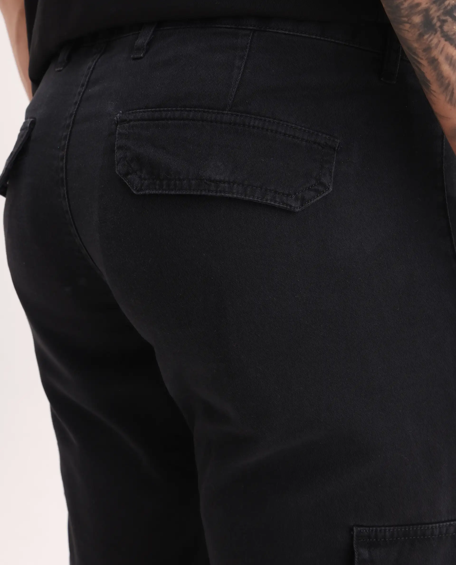 Rare Rabbit Men's Inbuil Black Cotton Plain Regular Fit Trouser - Image 8