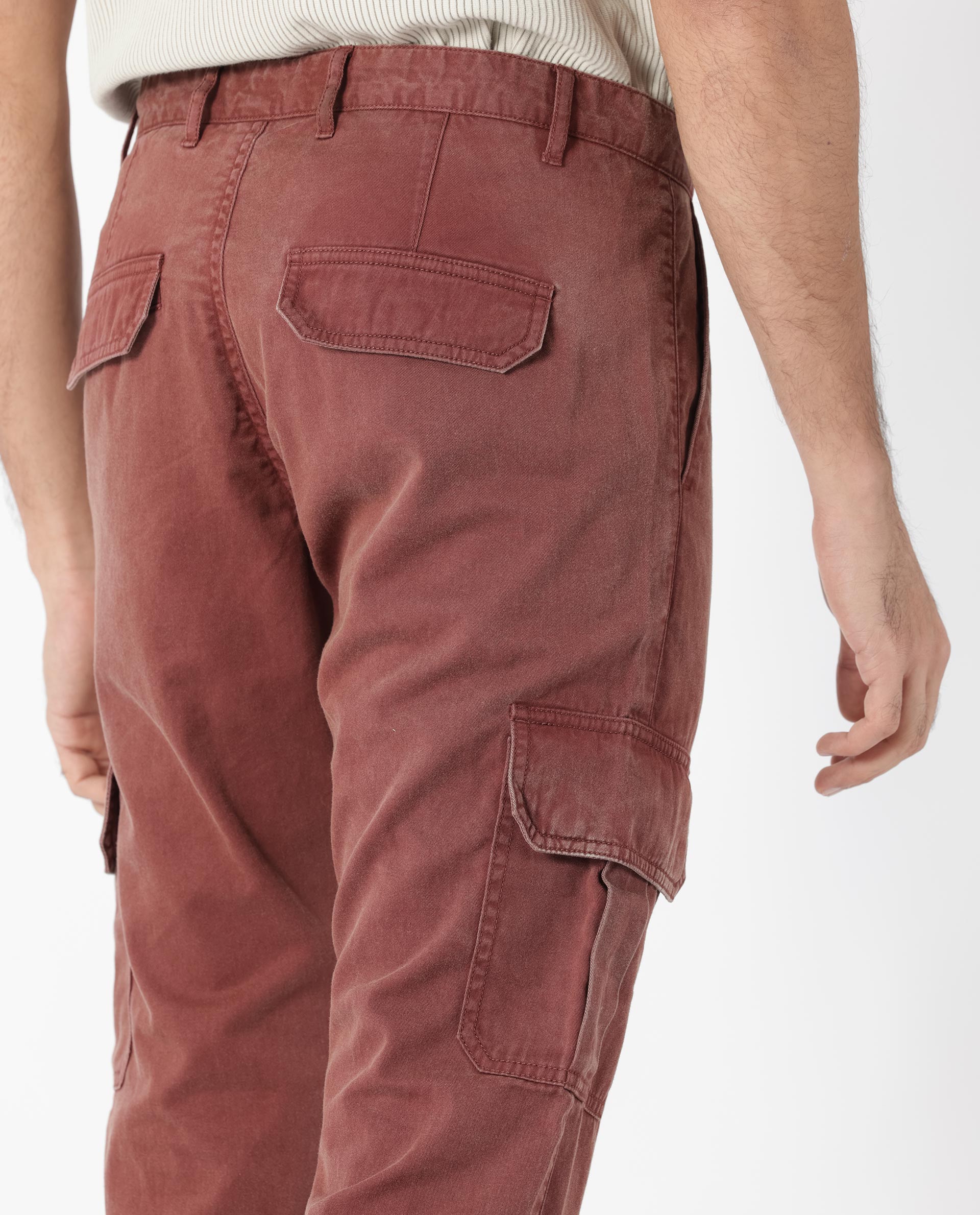 Rare Rabbit Men's Inbuil Brown Cotton Plain Regular Fit Trouser - Image 9
