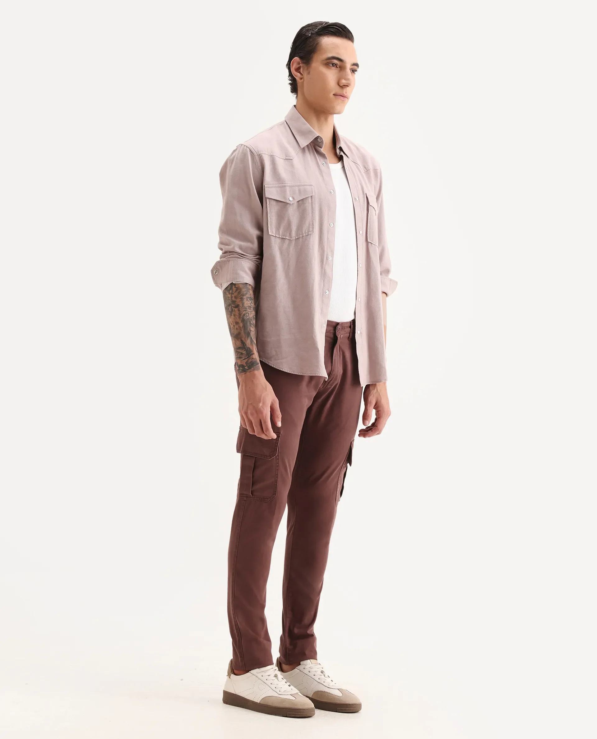 Rare Rabbit Men's Inbuil Light Brown Cotton Plain Regular Fit Trouser - Image 6