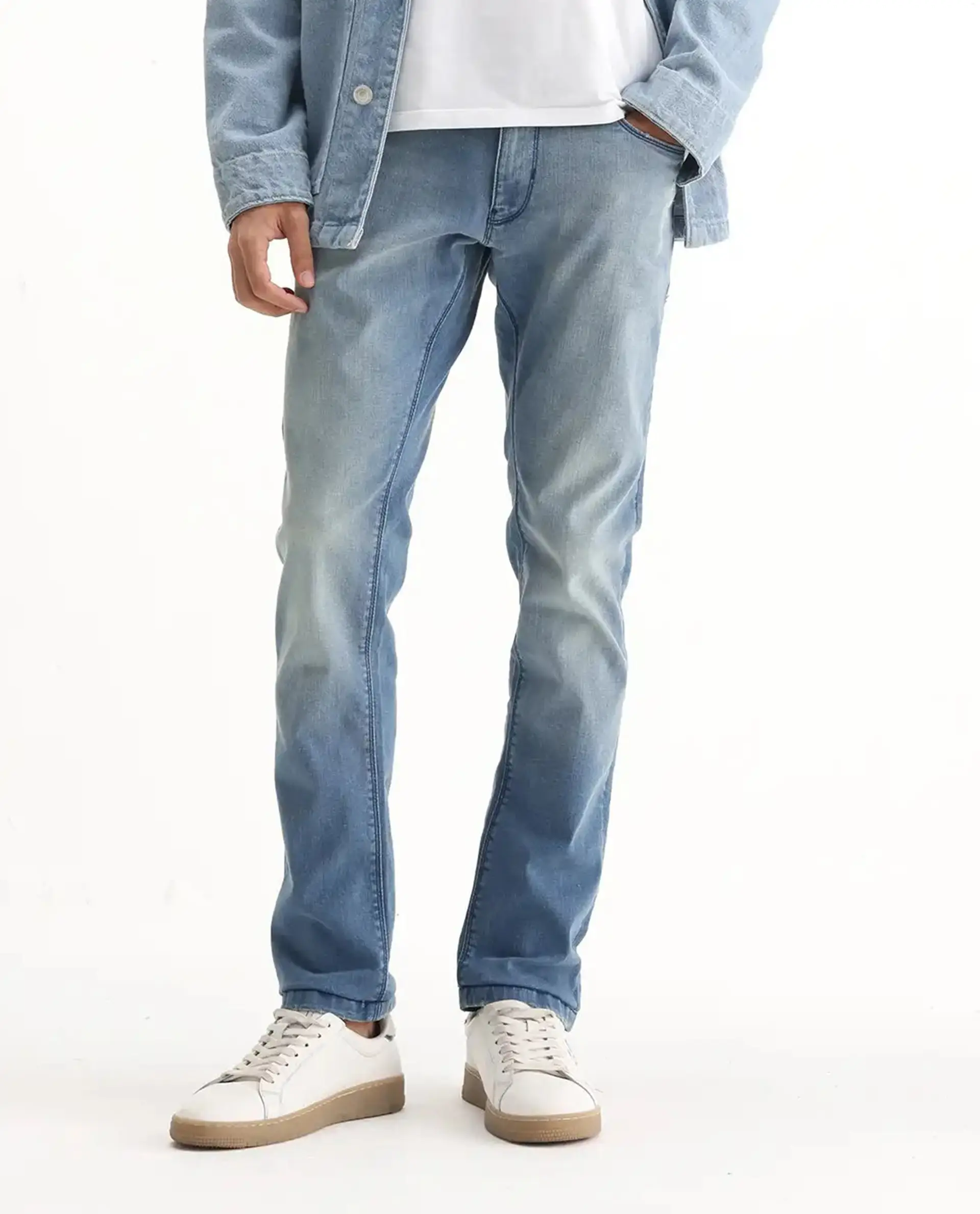 Rare Rabbit Men's Indus Blue Cotton Plain Hawk Slim Fit Jeans - Image 10