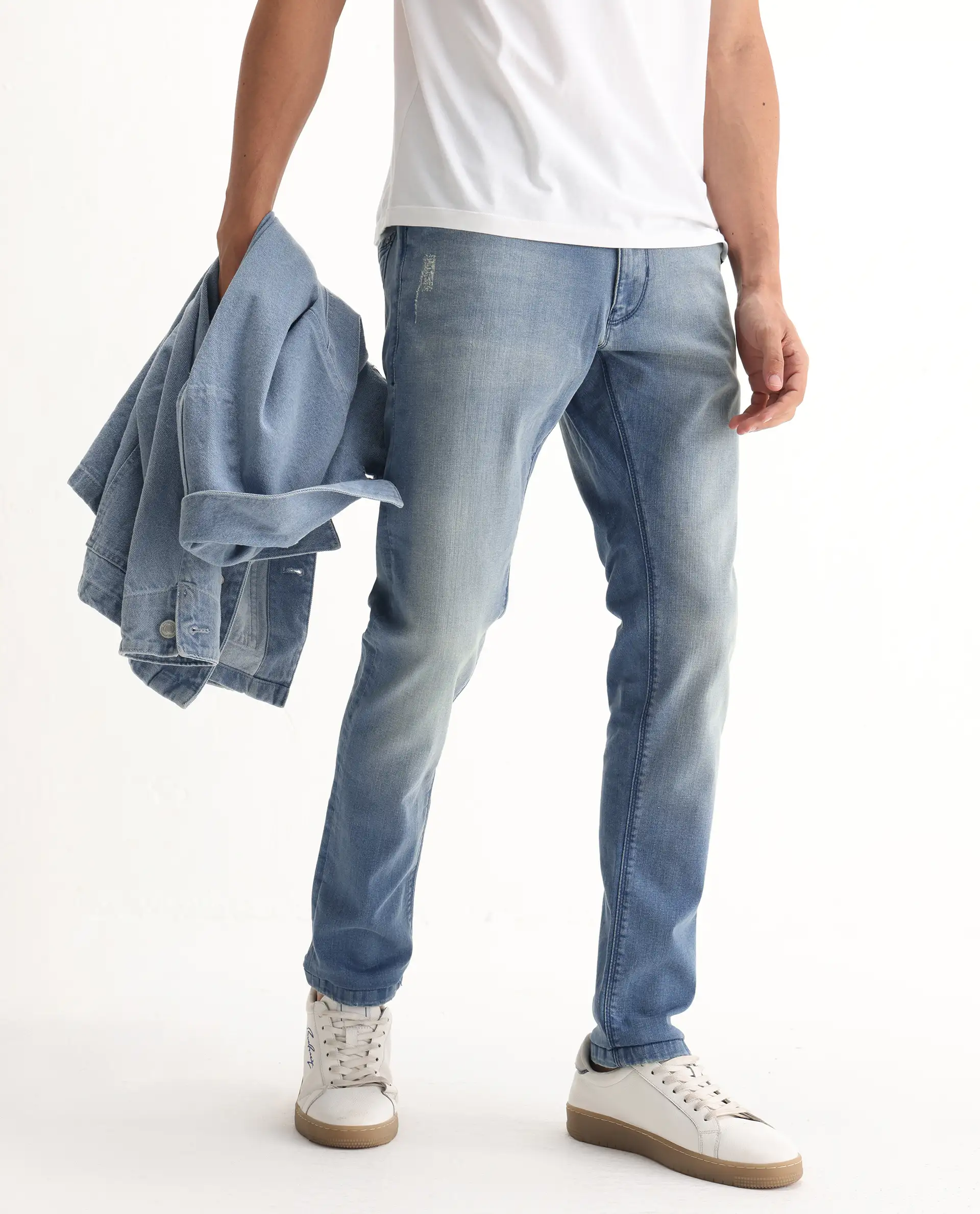 Rare Rabbit Men's Indus Blue Cotton Plain Hawk Slim Fit Jeans - Image 2